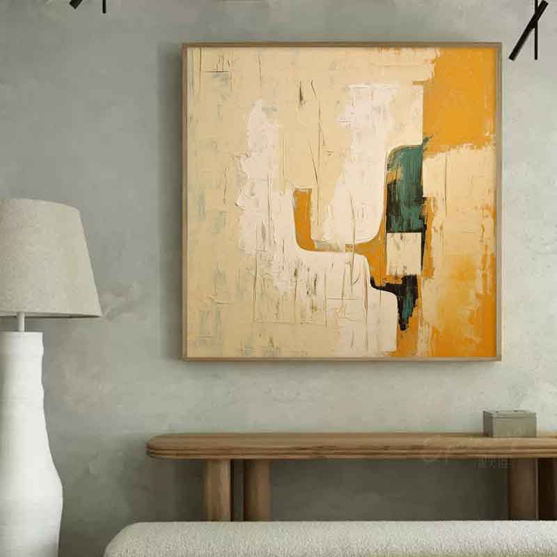 Ochre Structures - Textured Abstract Art Yellow and Black Painting