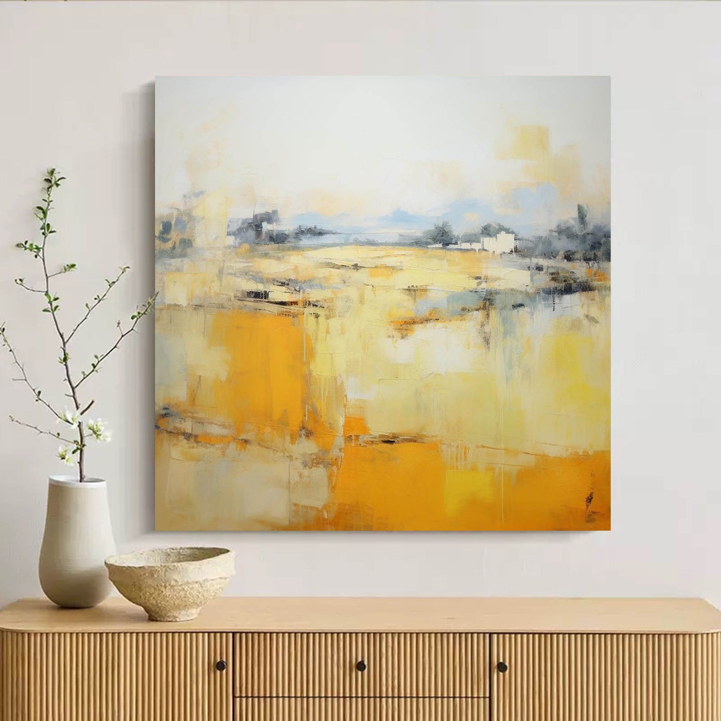 Golden Harvest - Rustic Wall Art Abstract Landscape Canvas