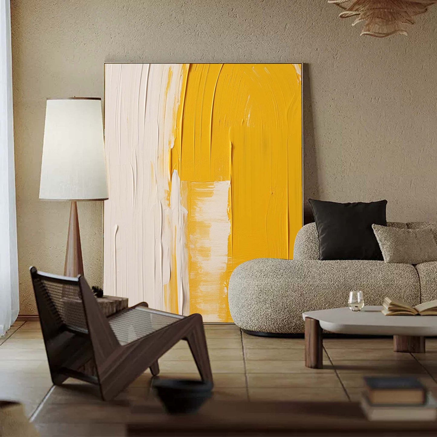 Sunshine Texture - Minimalist Yellow Wall Art, Heavy Texture Painting