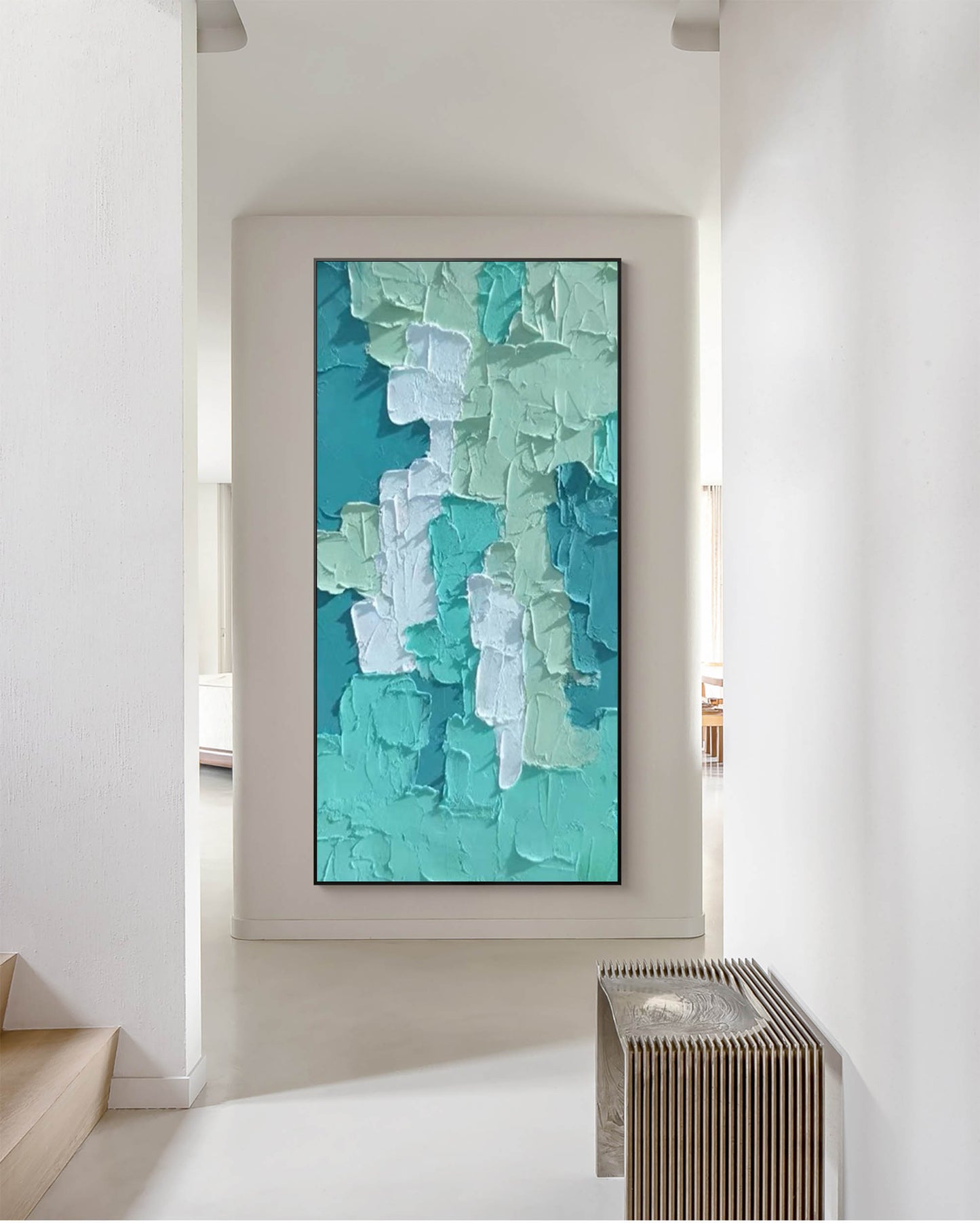 Glacier Path - Teal Wall Art Textured Vertical Abstract