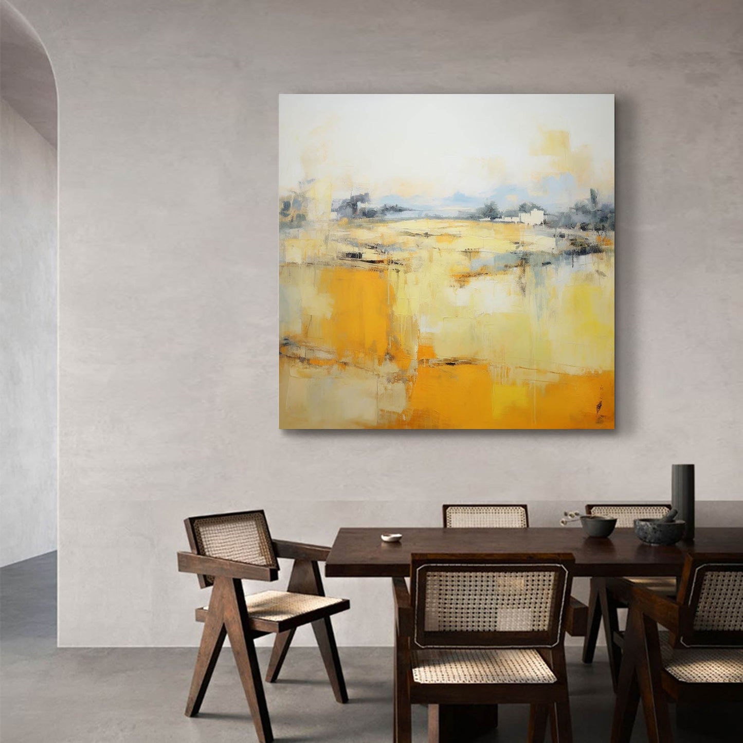 Golden Harvest - Rustic Wall Art Abstract Landscape Canvas