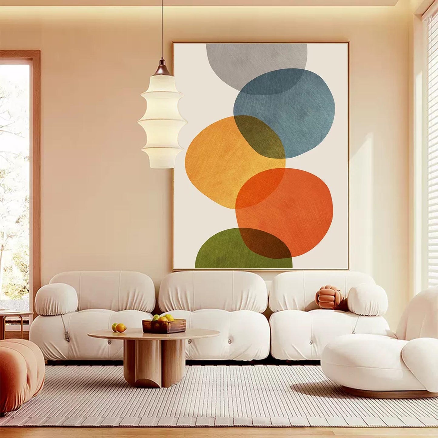 Overlapping Circles - Mid Century Modern Wall Art Canvas Print