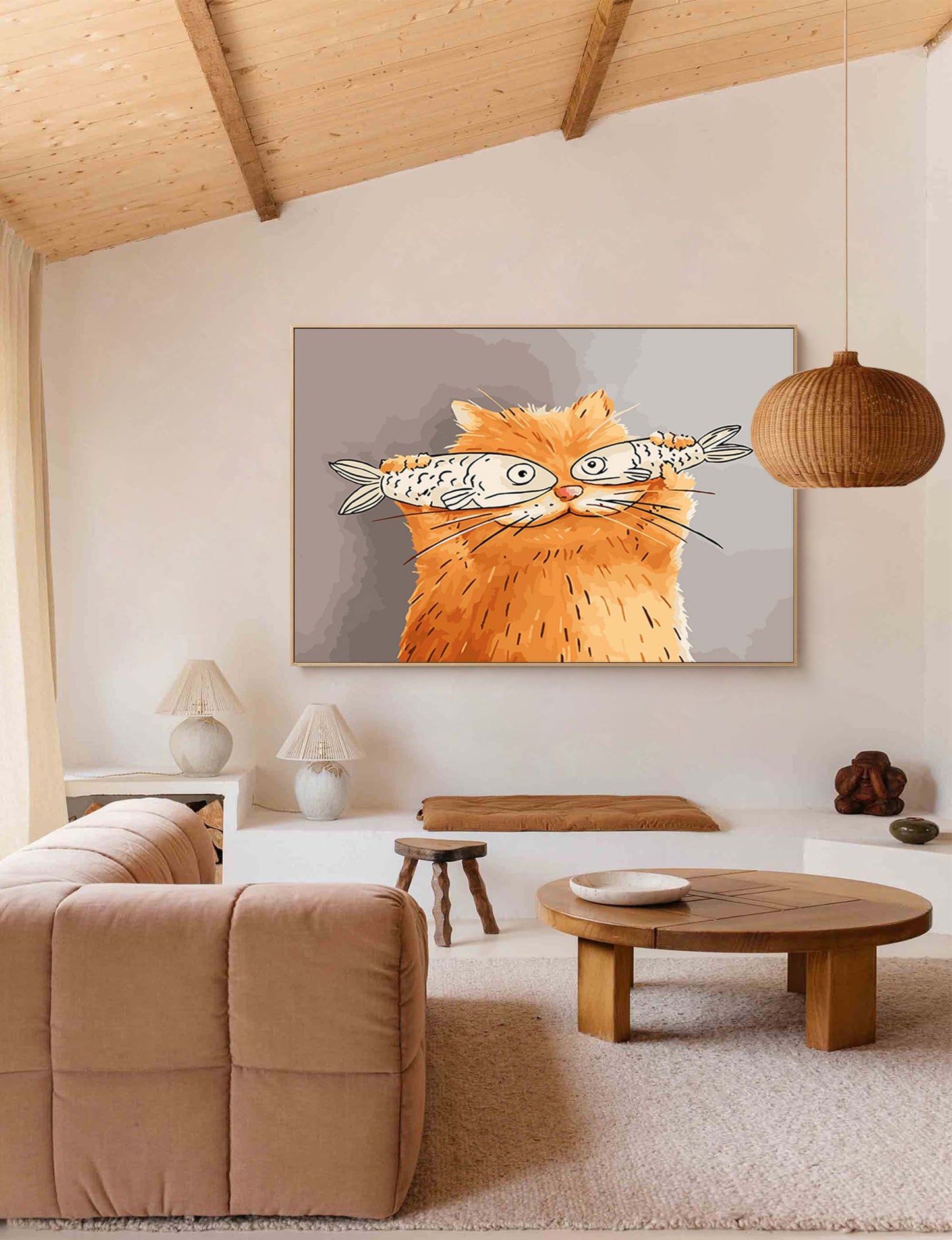 Fish Glasses - Funny Wall Art Quirky Cat Canvas Painting