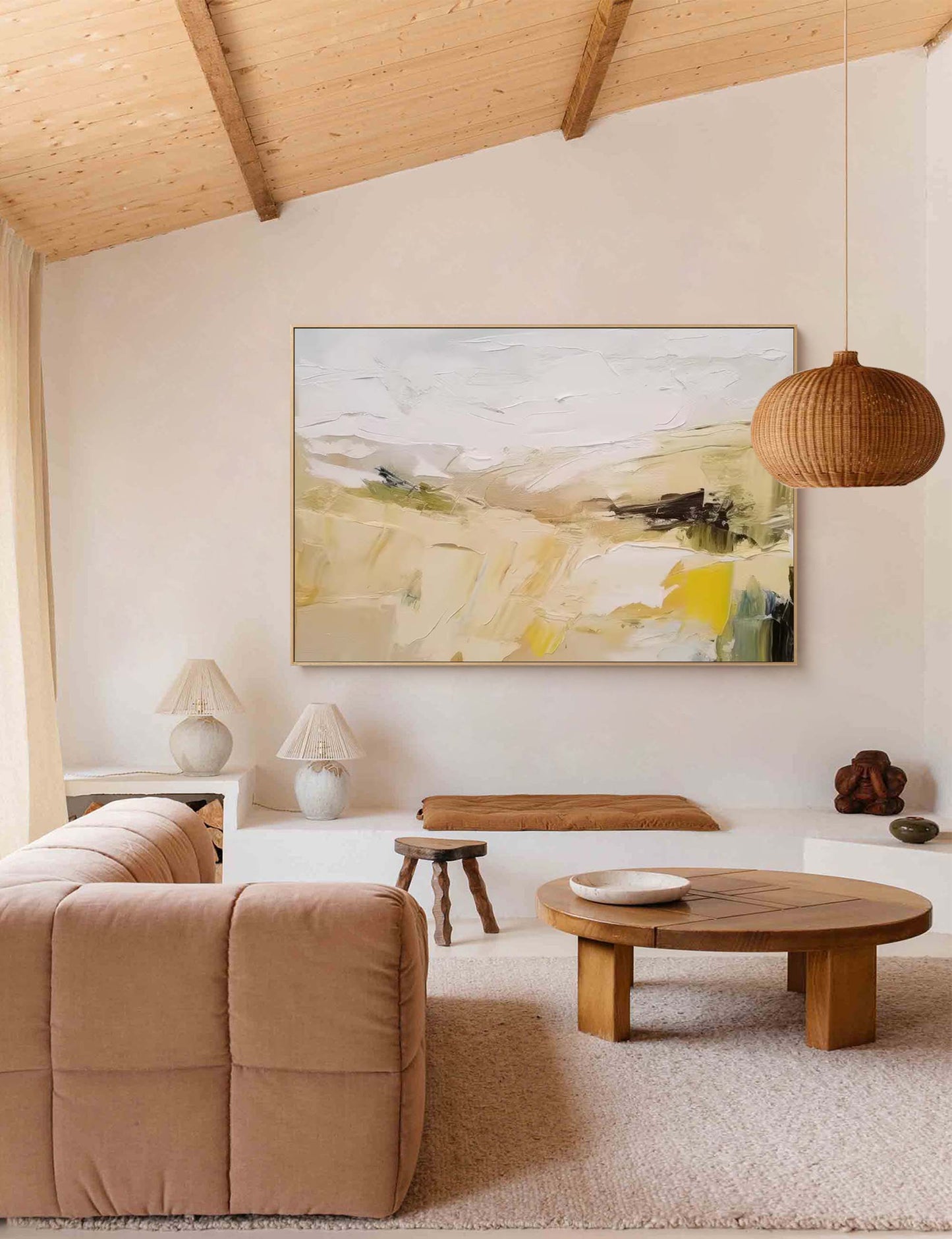 Desert Haze - Beige Abstract Wall Art Earthy Landscape Canvas