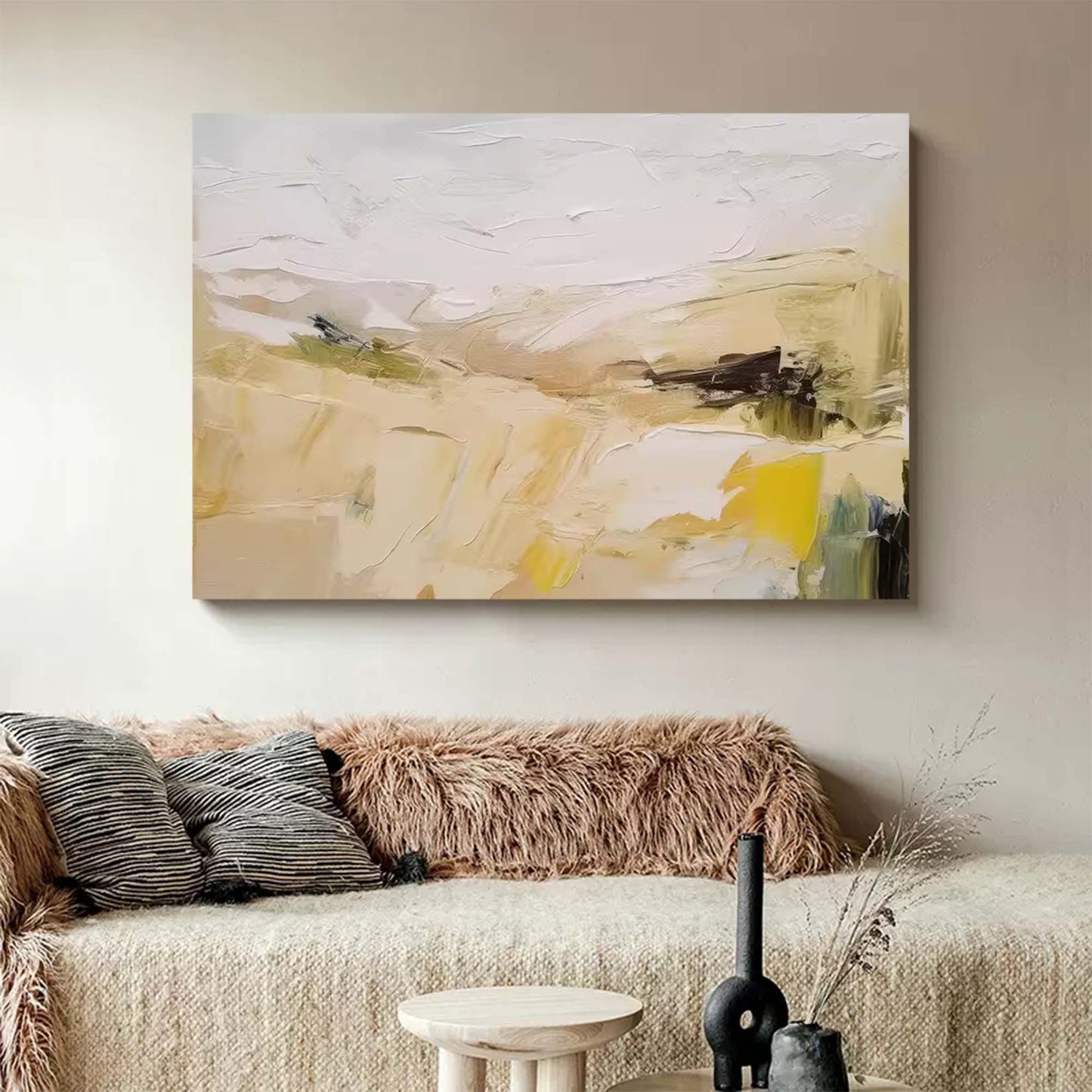 Desert Haze - Beige Abstract Wall Art Earthy Landscape Canvas