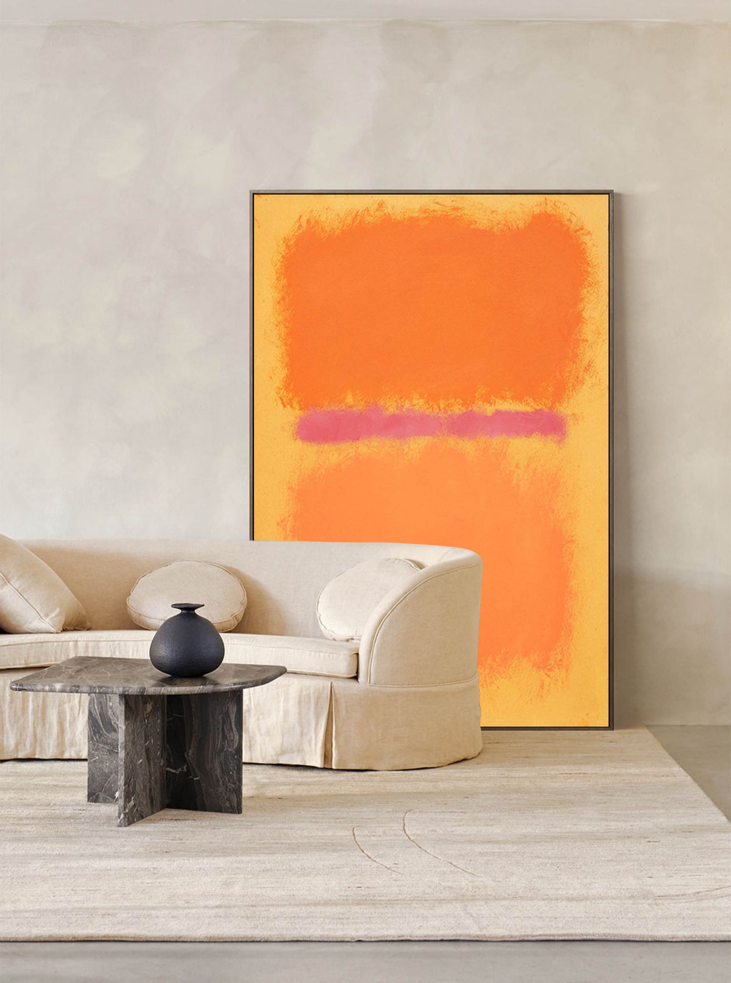 Radiant Fields - Minimalist Painting Orange and Pink Abstract