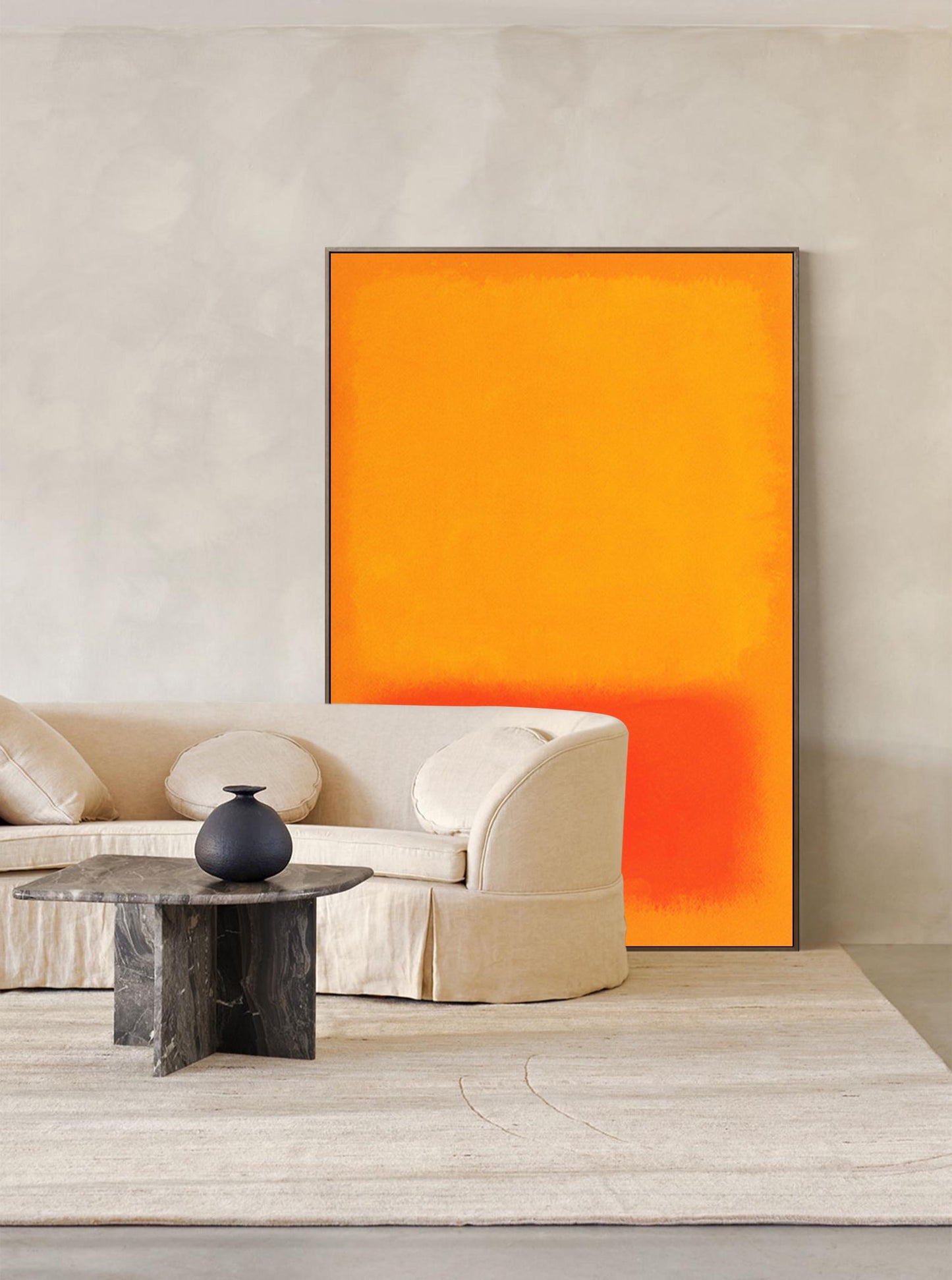 Luminous Field - Yellow Abstract Painting Modern Red & Orange Canvas