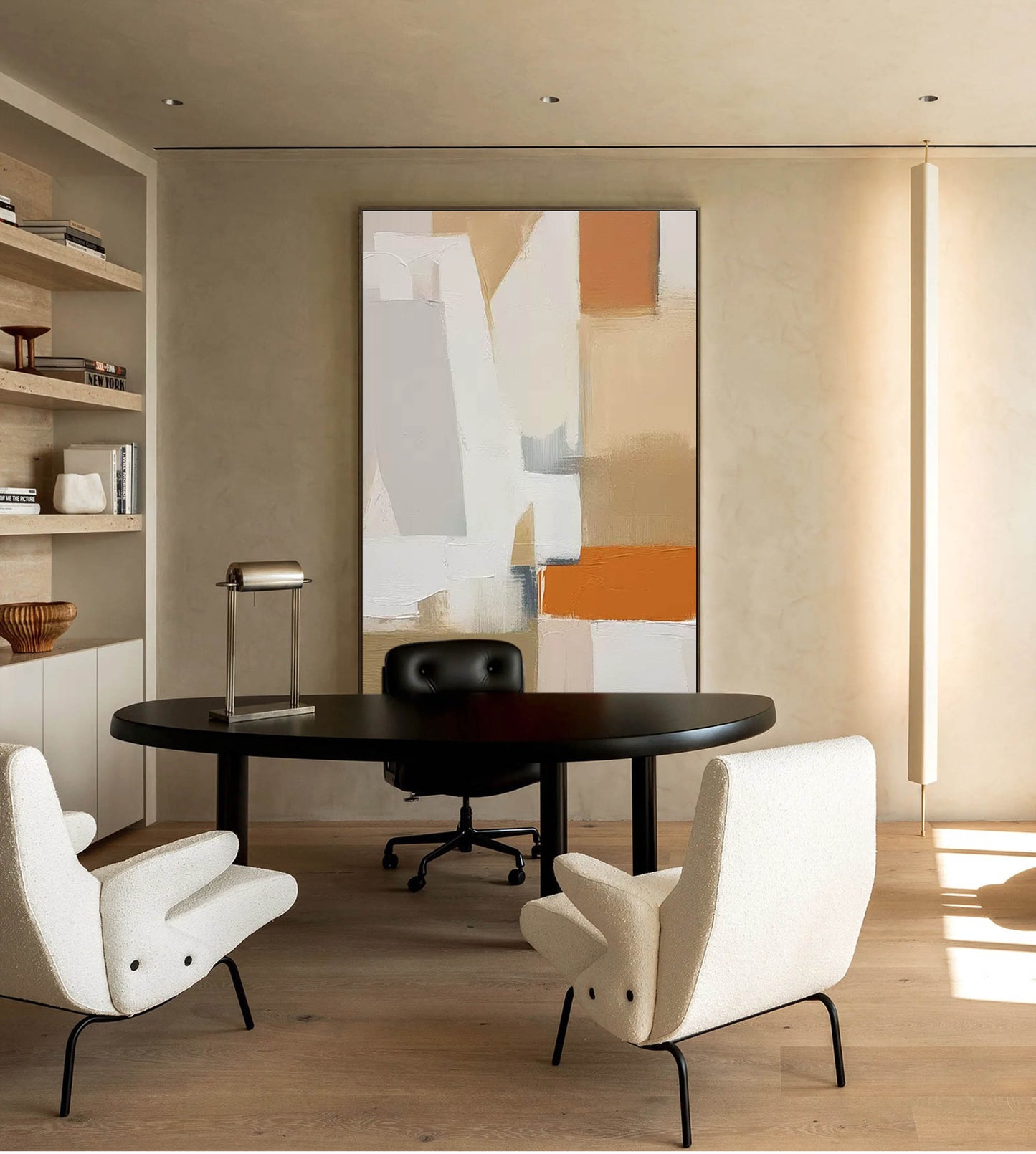 Earthen Forms - Neutral Abstract Canvas Paintings with Warm Terracotta Tones