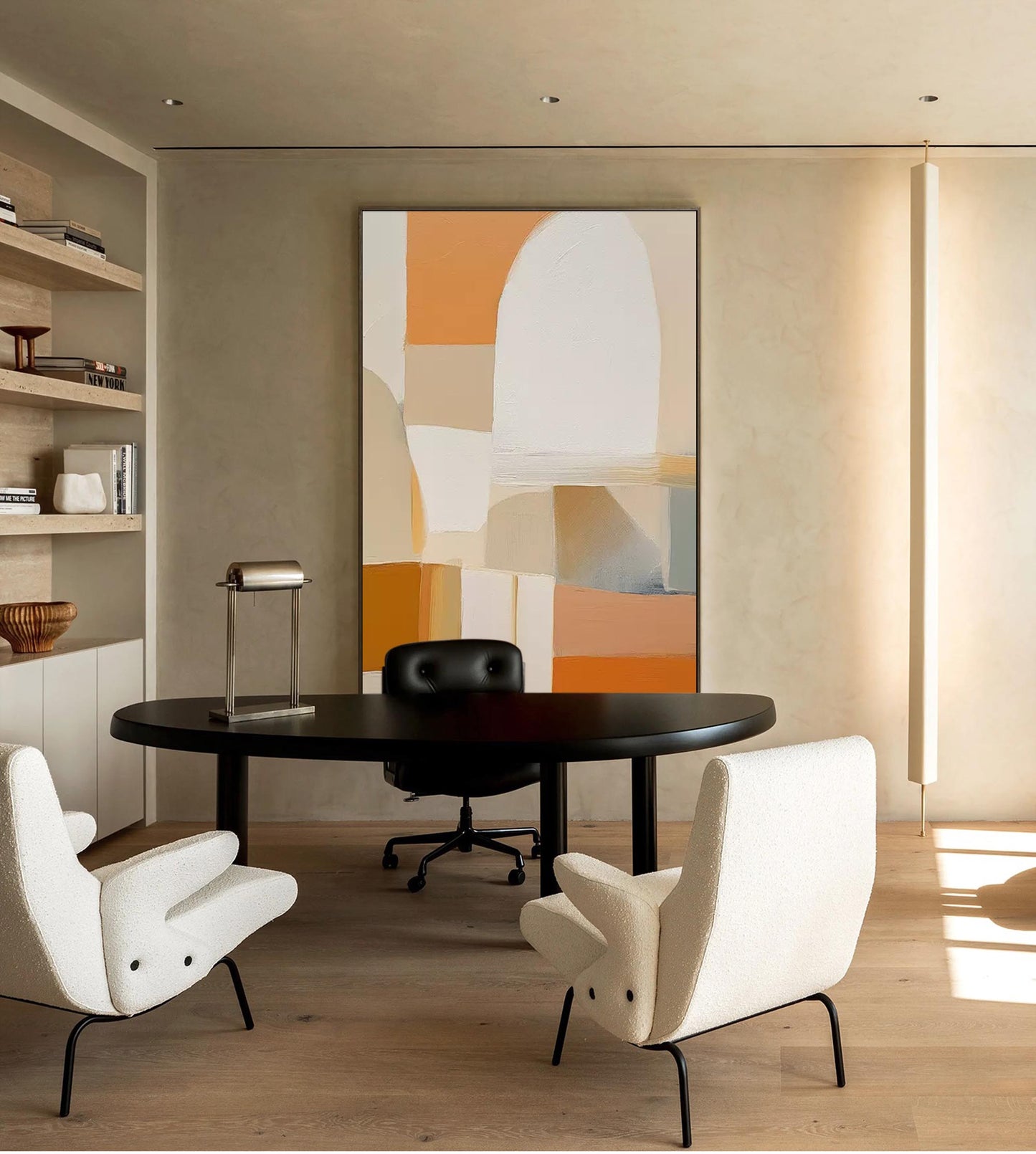 Serene Archway - Japandi Wall Art, Modern Minimal Brown and Cream Painting