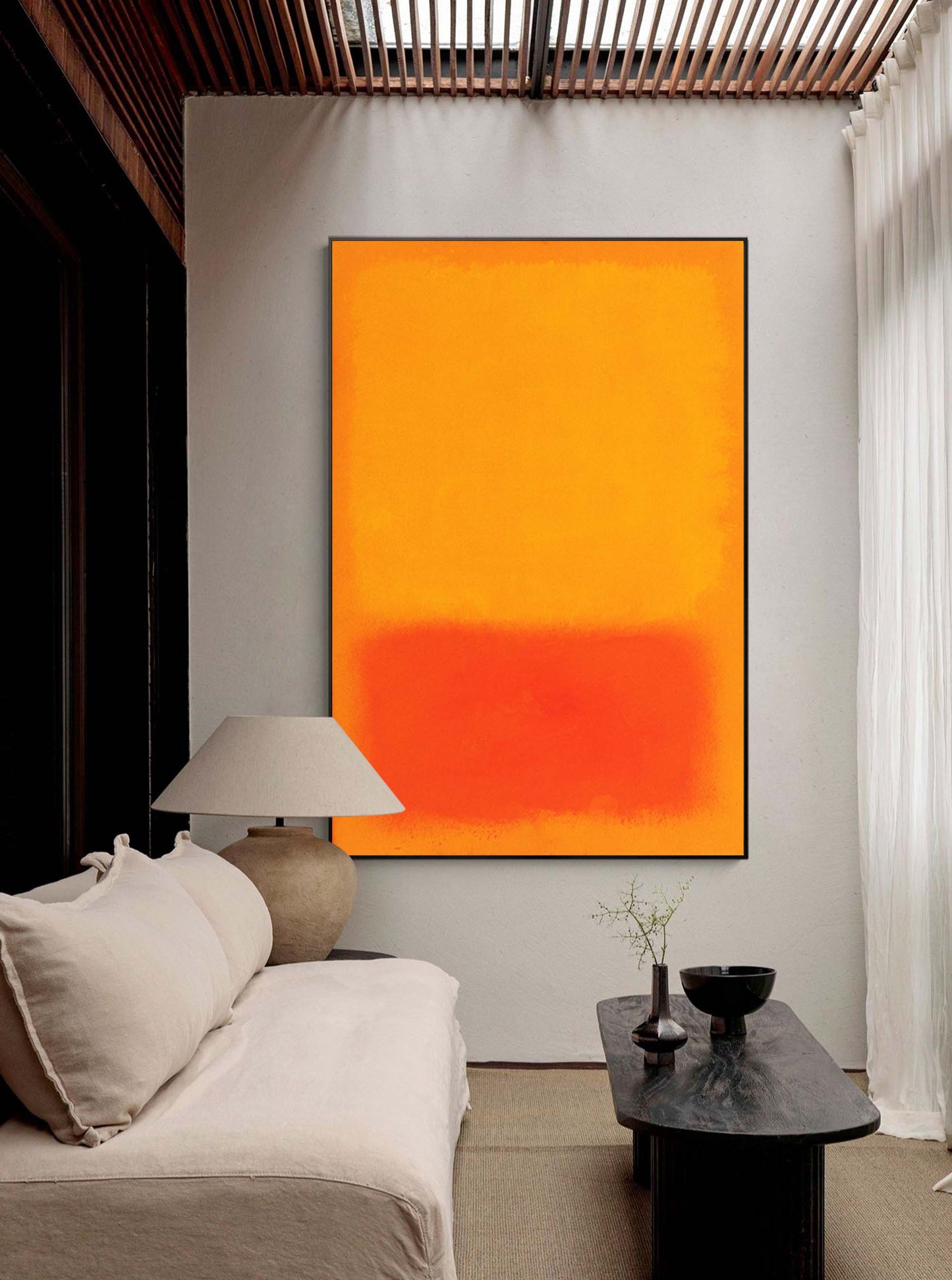 Luminous Field - Yellow Abstract Painting Modern Red & Orange Canvas