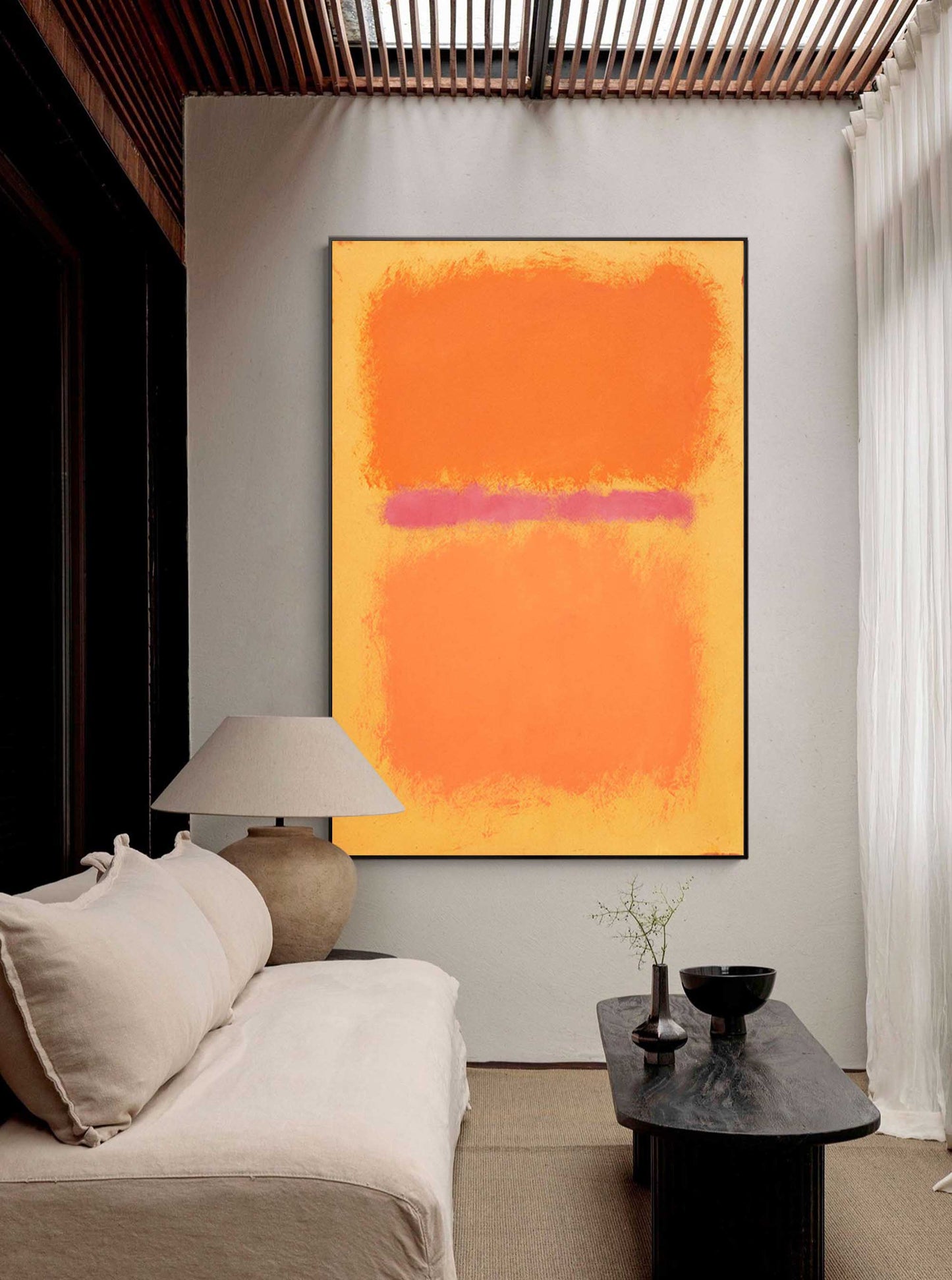 Radiant Fields - Minimalist Painting Orange and Pink Abstract