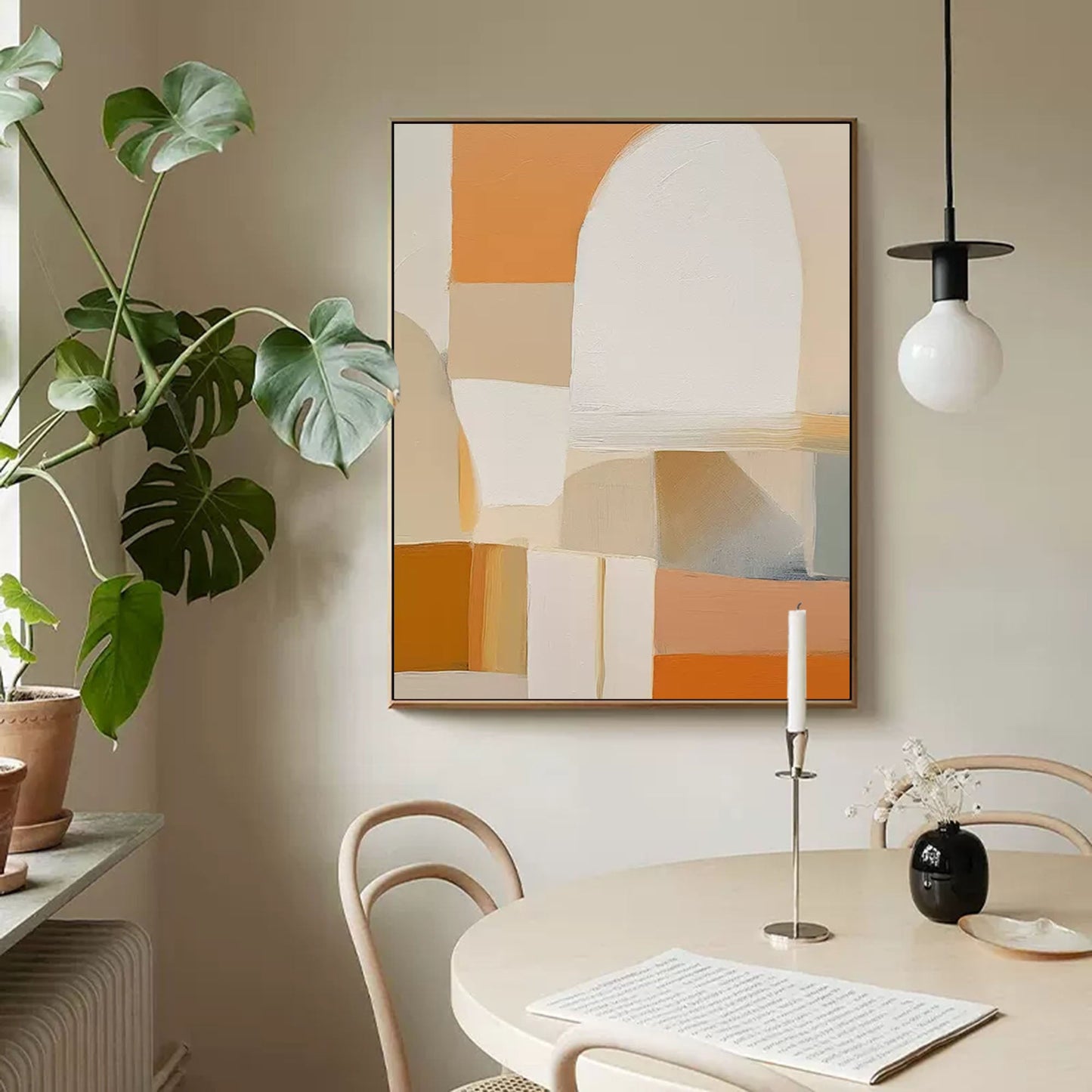 Serene Archway - Japandi Wall Art, Modern Minimal Brown and Cream Painting