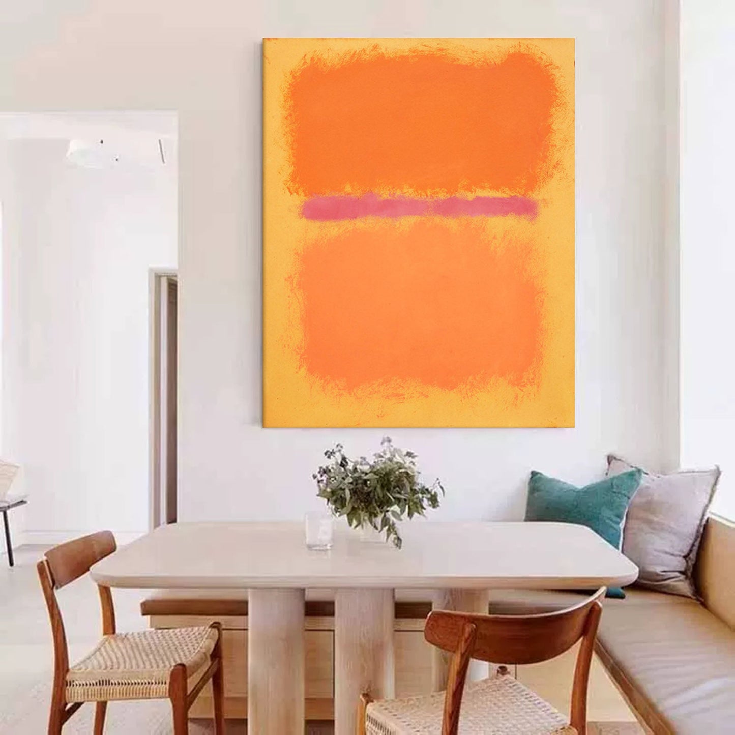 Radiant Fields - Minimalist Painting Orange and Pink Abstract