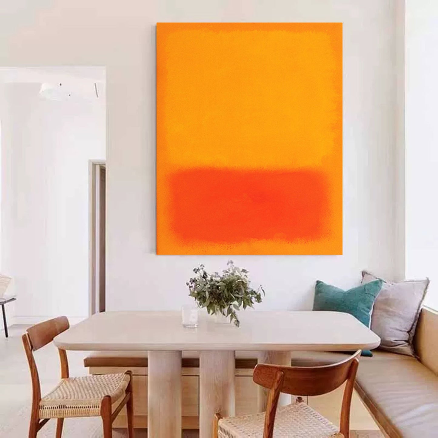 Luminous Field - Yellow Abstract Painting Modern Red & Orange Canvas
