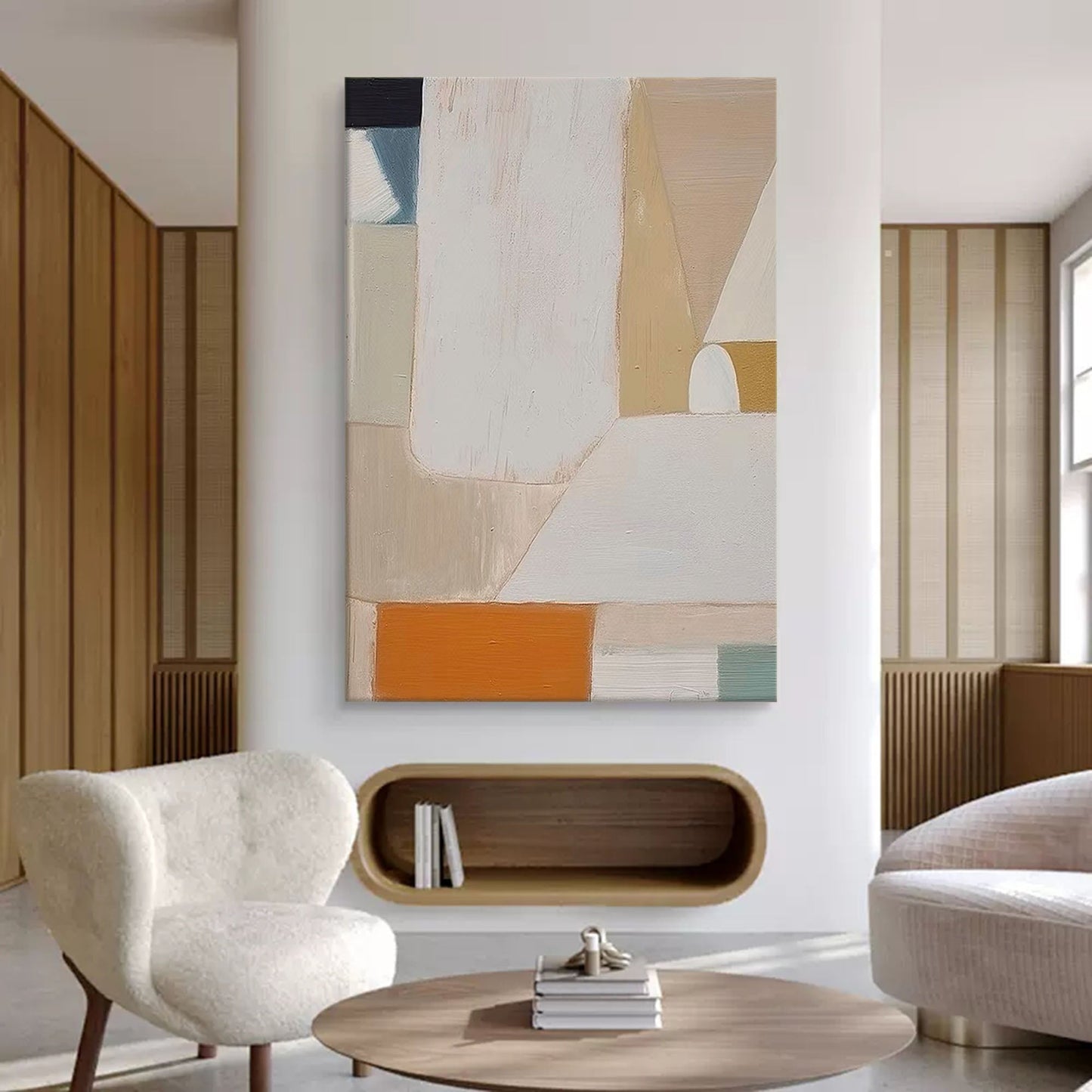 Architectural Calm - Beige Wall art Minimalist Geometric Canvas