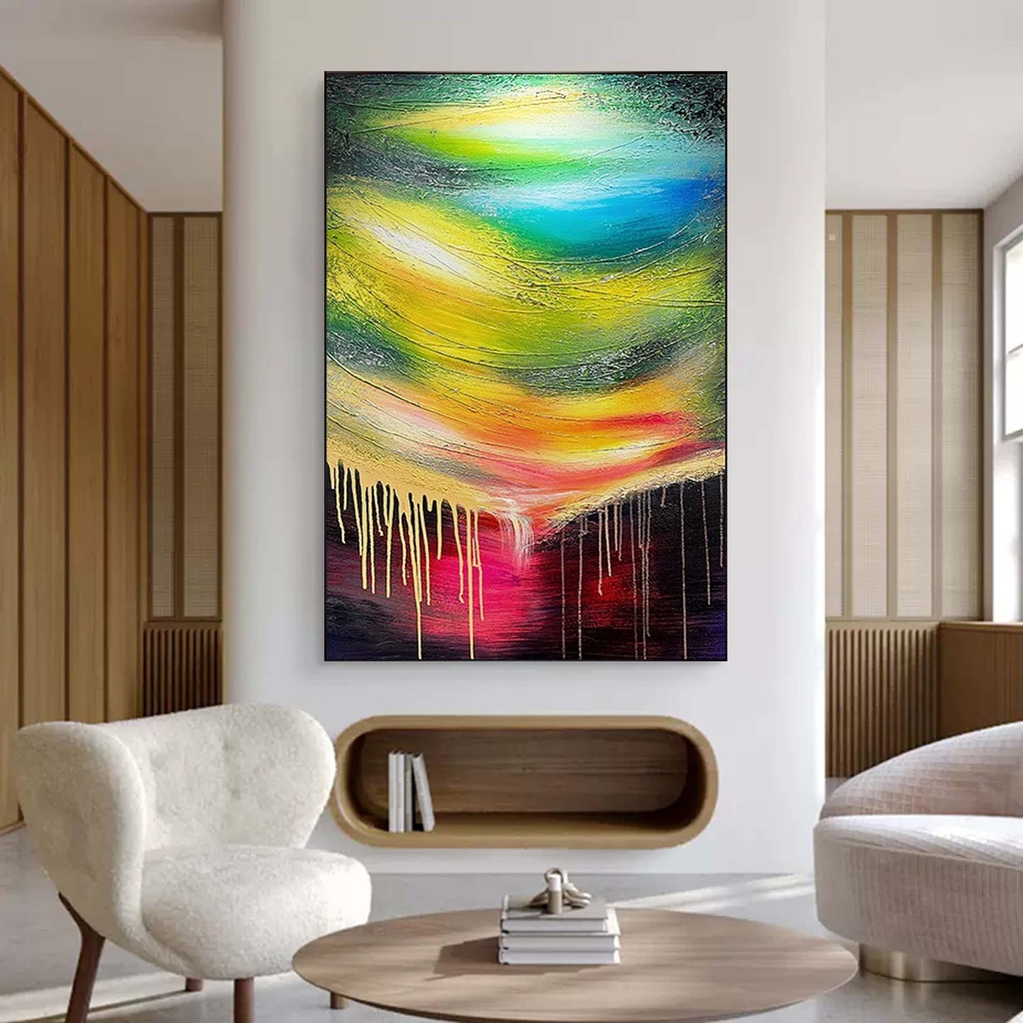 Cosmic Meltdown - Vibrant Abstract Art Painting with Gold Drips
