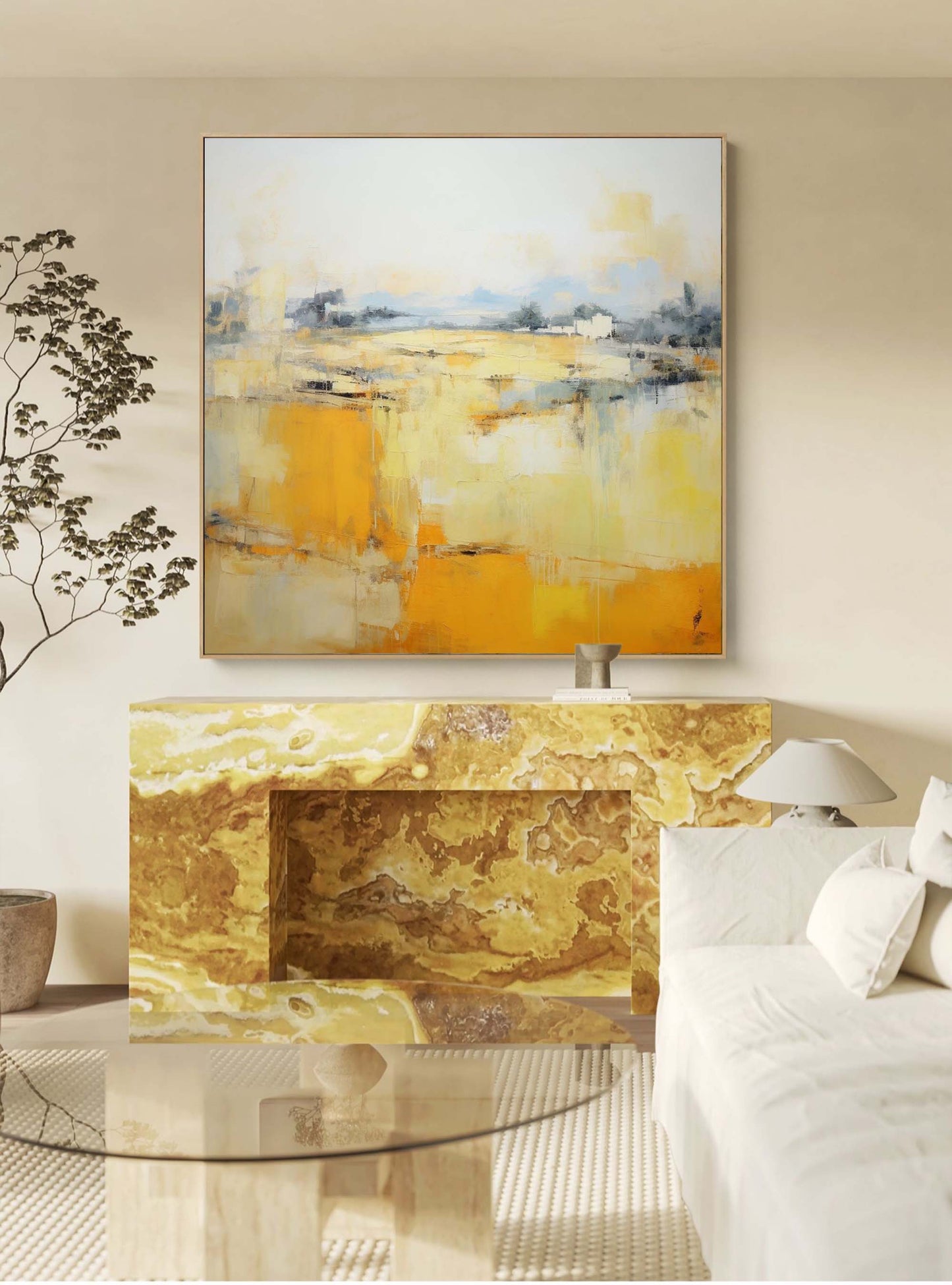 Golden Harvest - Rustic Wall Art Abstract Landscape Canvas