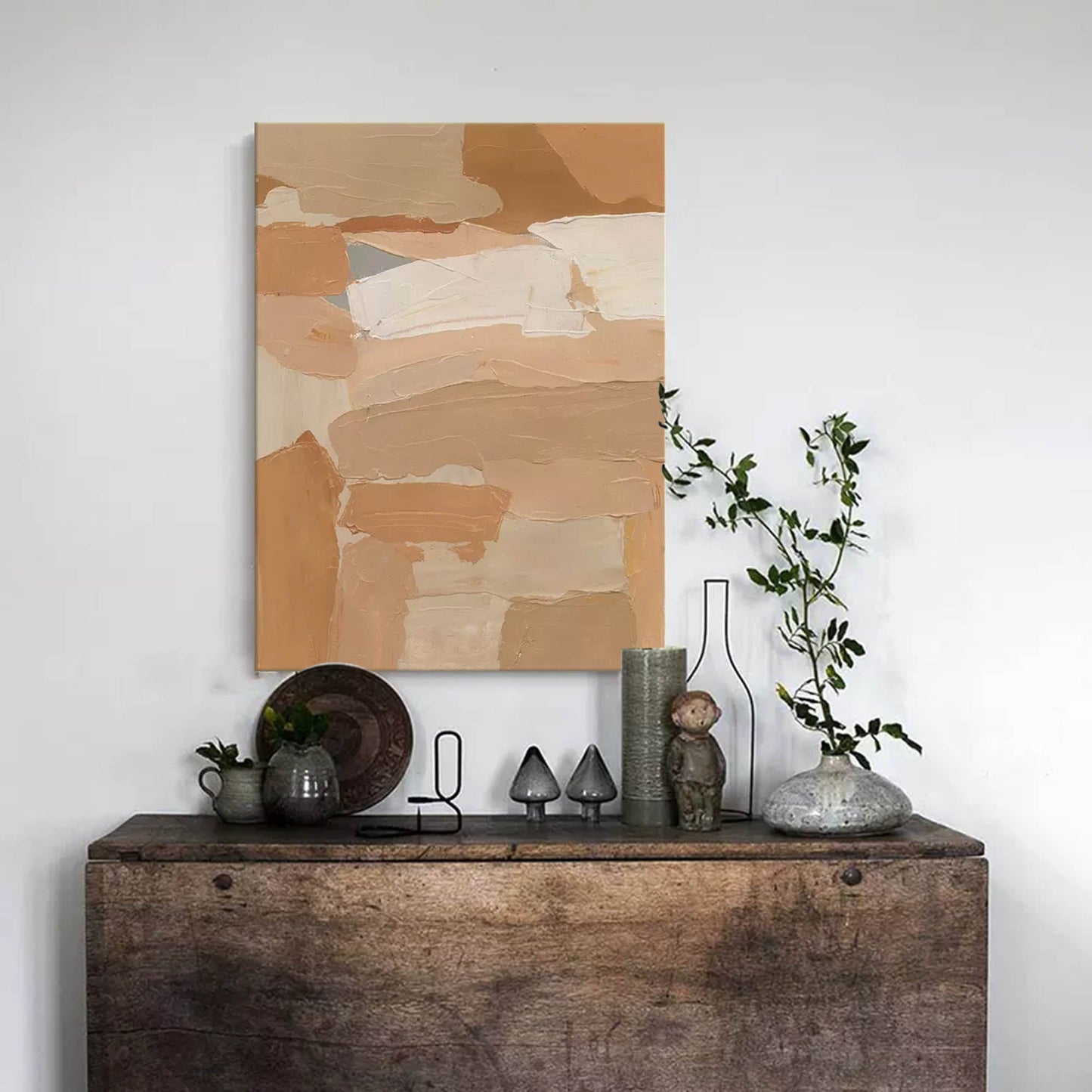 Earthy Layers - Minimalist Beige Texture Painting on Canvas