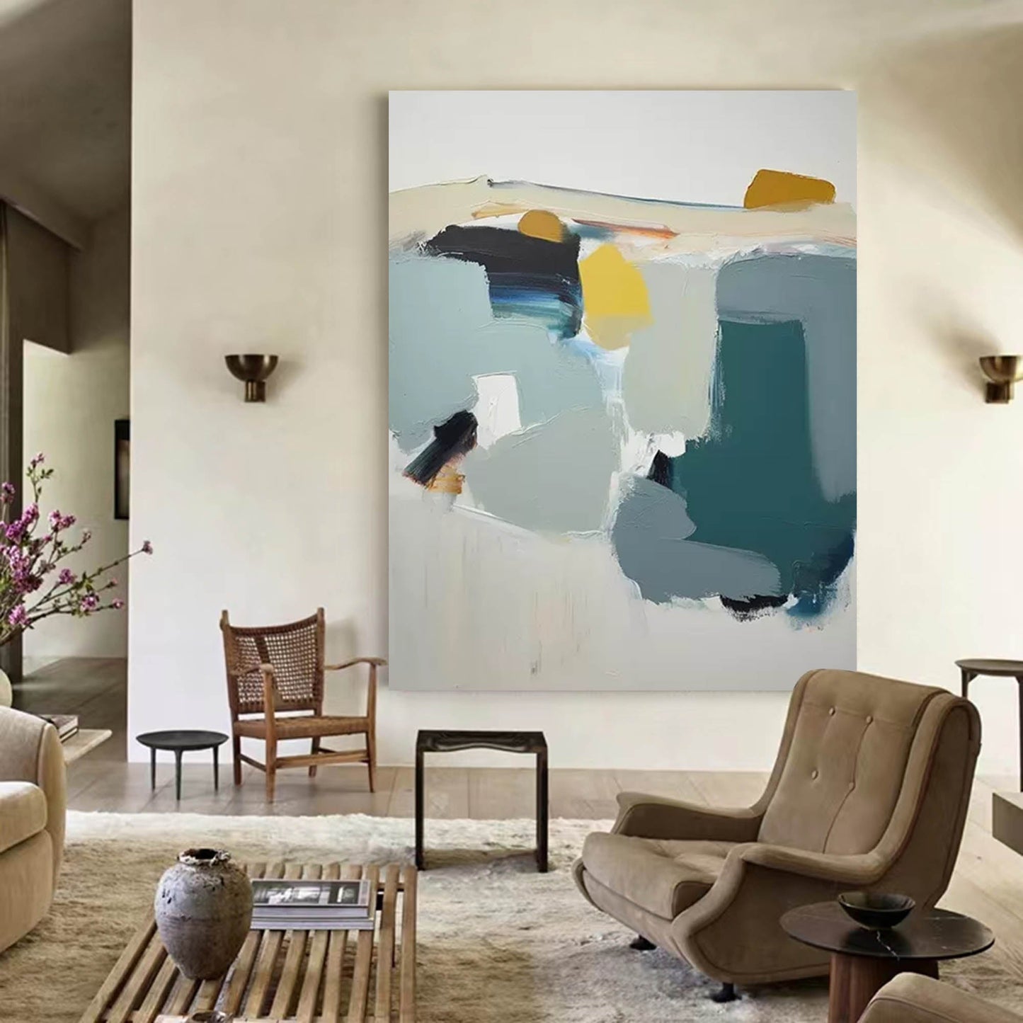 Serene Horizon - Calming Landscape Art Abstract Canvas Painting