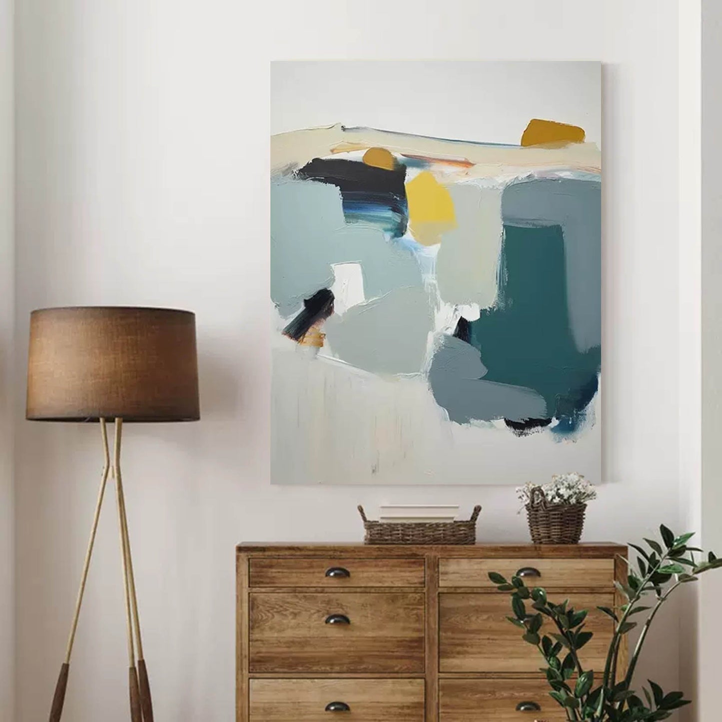 Serene Horizon - Calming Landscape Art Abstract Canvas Painting