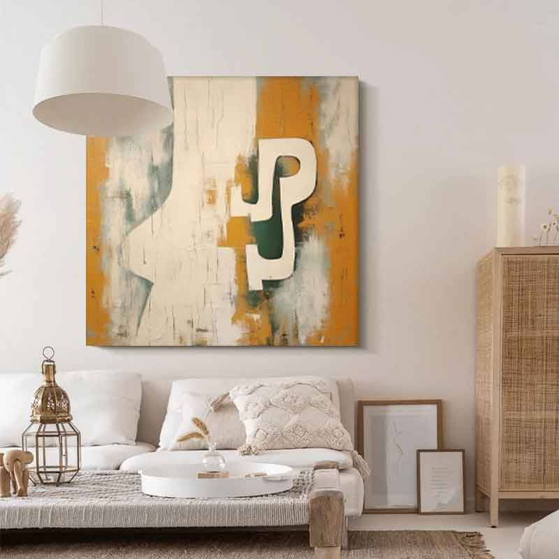 Urban Glyph - Yellow and Green Abstract Graffiti Wall Art