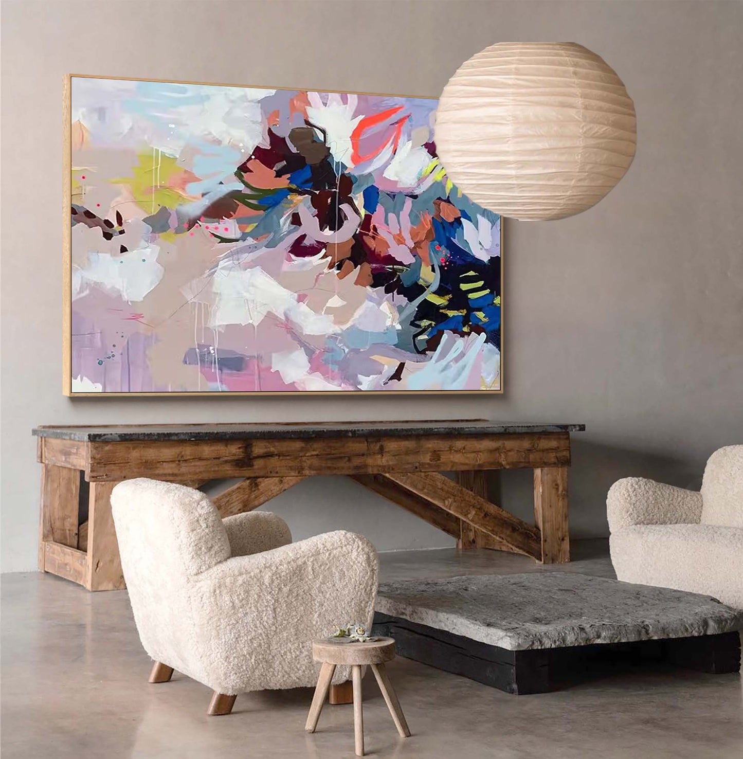 Wild Bloom - Large Floral Wall Art Abstract Colorful Canvas