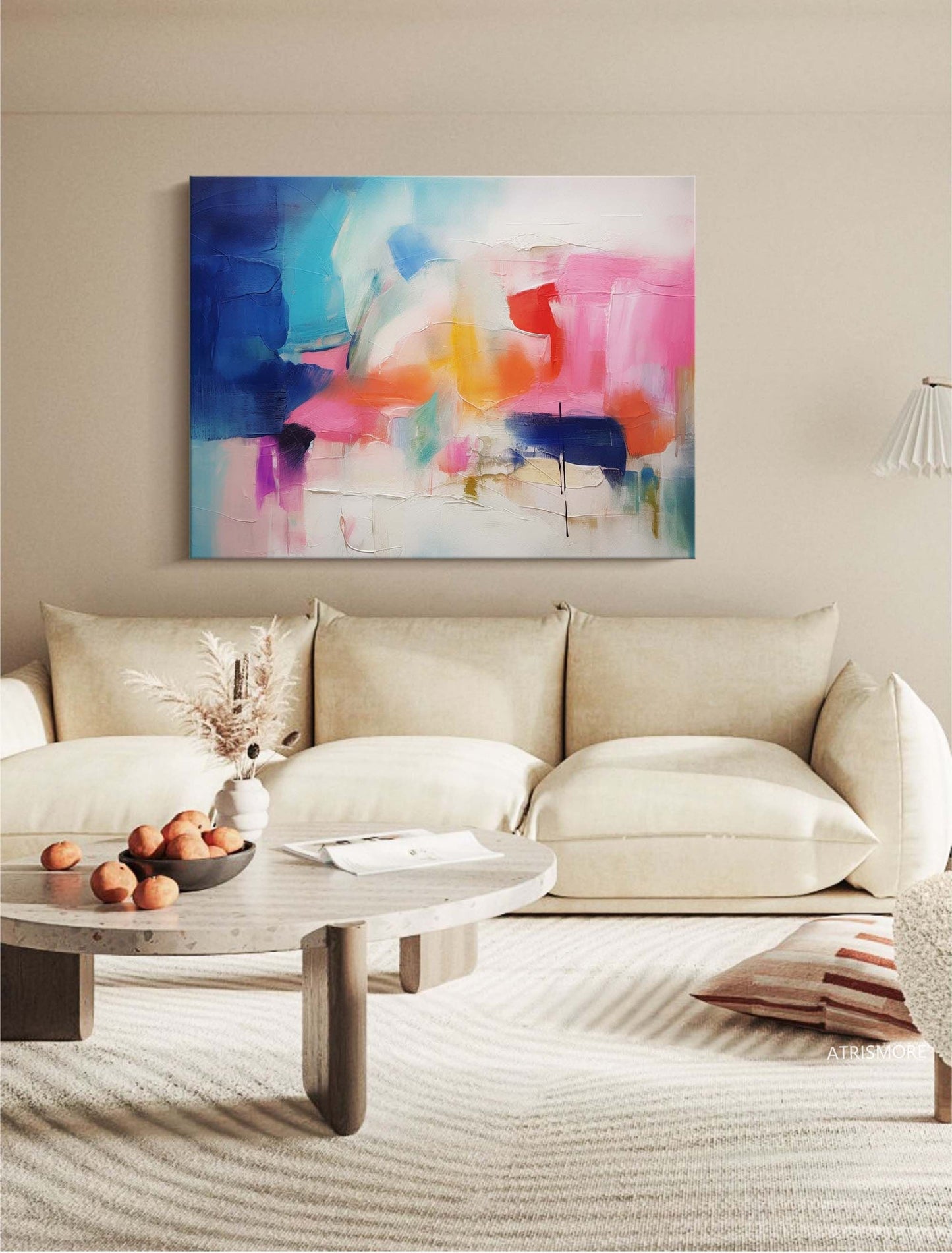 Chromatic Burst - Vibrant Wall Art, Large Horizontal Expressionist Painting