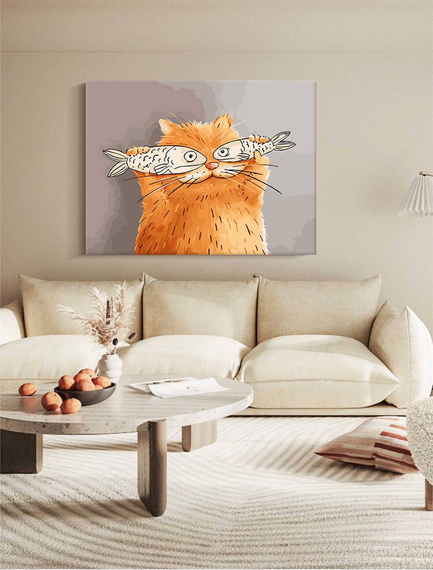 Fish Glasses - Funny Wall Art Quirky Cat Canvas Painting