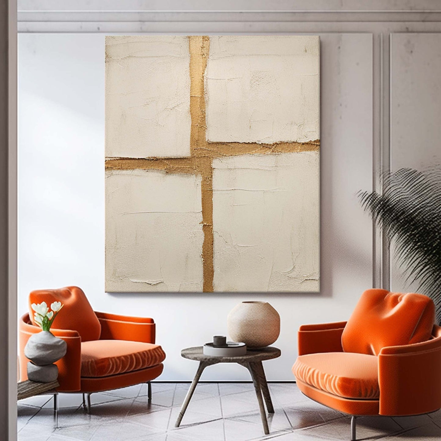 Ancient Pillar - Minimalist Textured Art Wabi Sabi Canvas