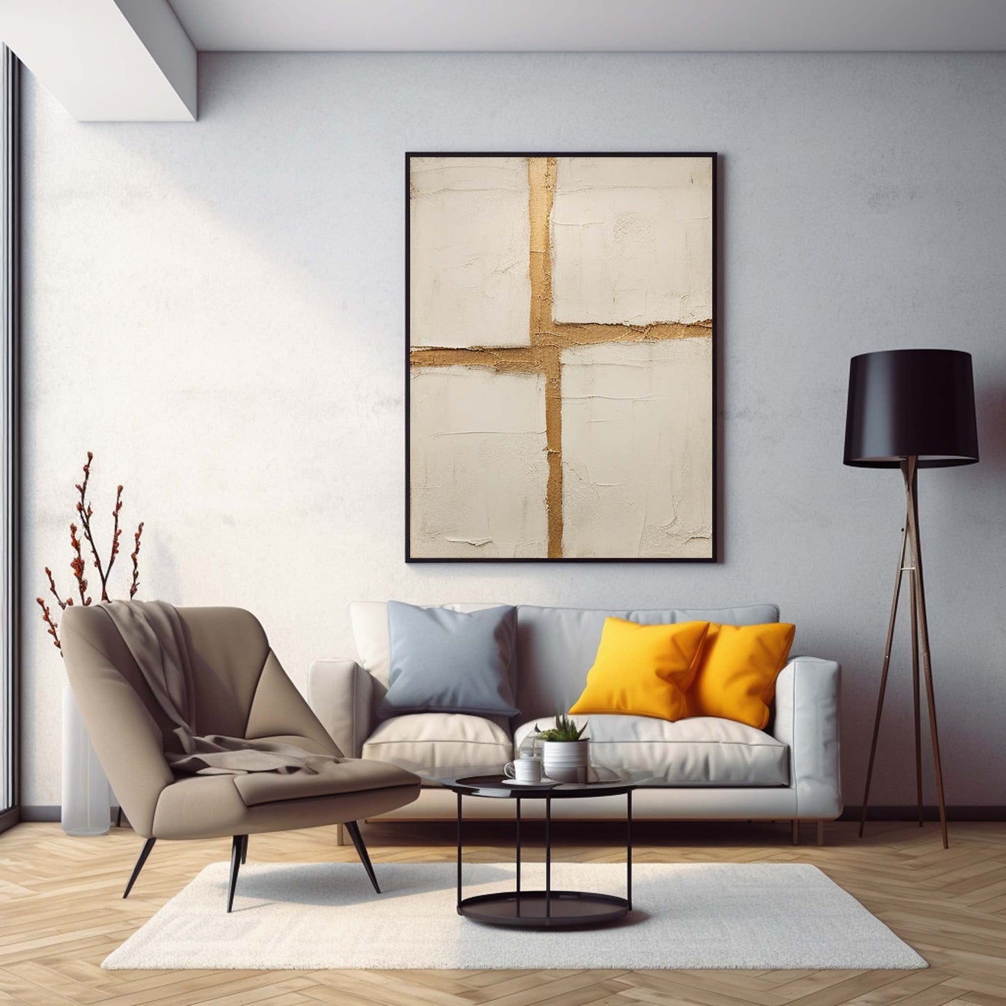 Ancient Pillar - Minimalist Textured Art Wabi Sabi Canvas
