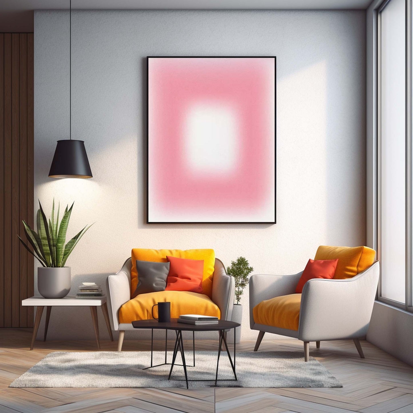 Aura Glow - Minimalist Pink Abstract Art with Soft Gradient