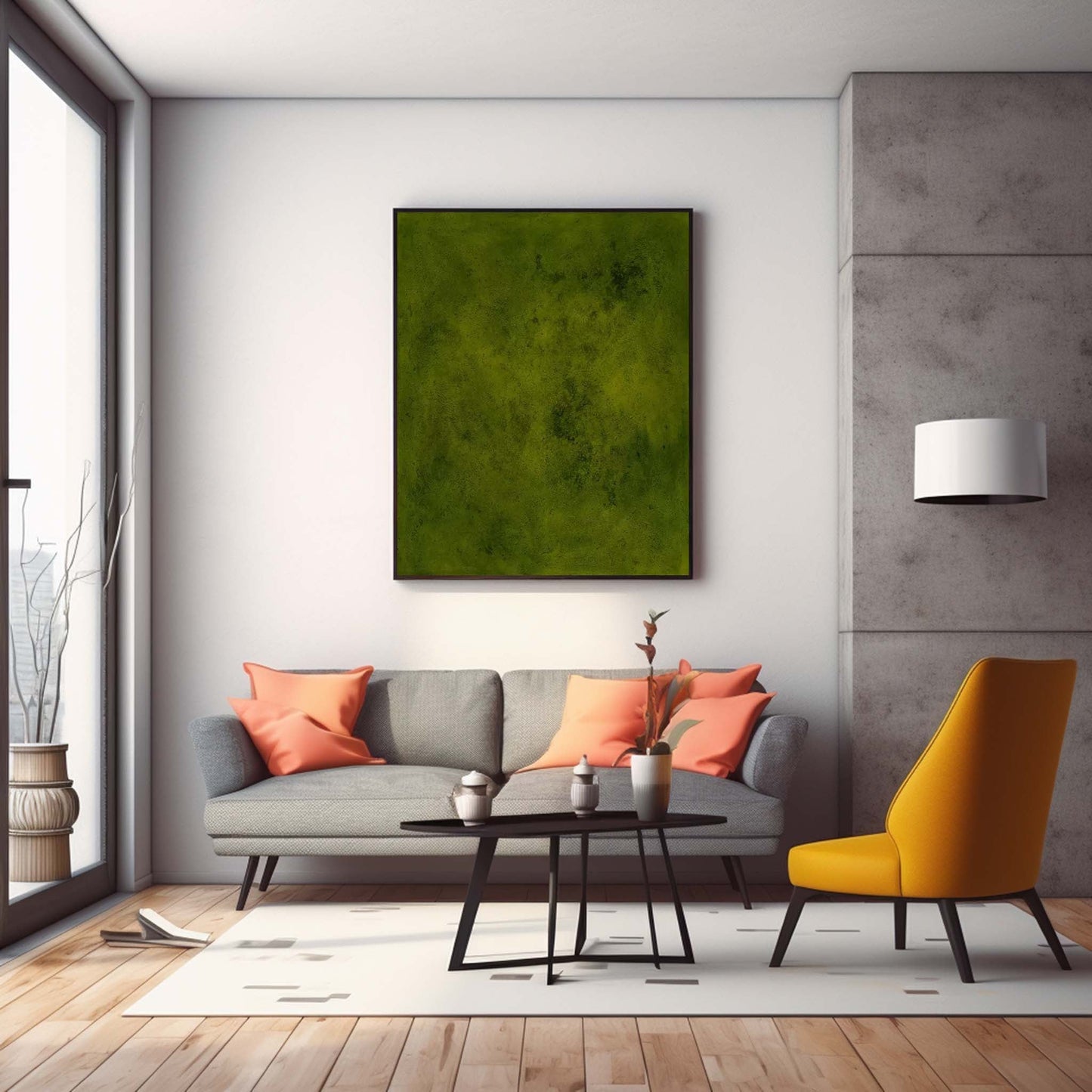 Deep Forest - Moody Olive Green Abstract Wall Art