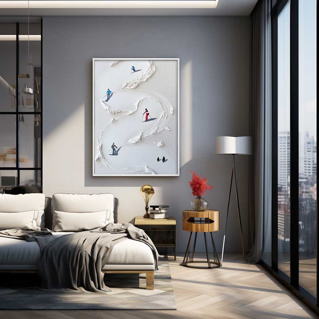 Downhill Fun - 3D Textured Ski Painting and Modern Ski Art