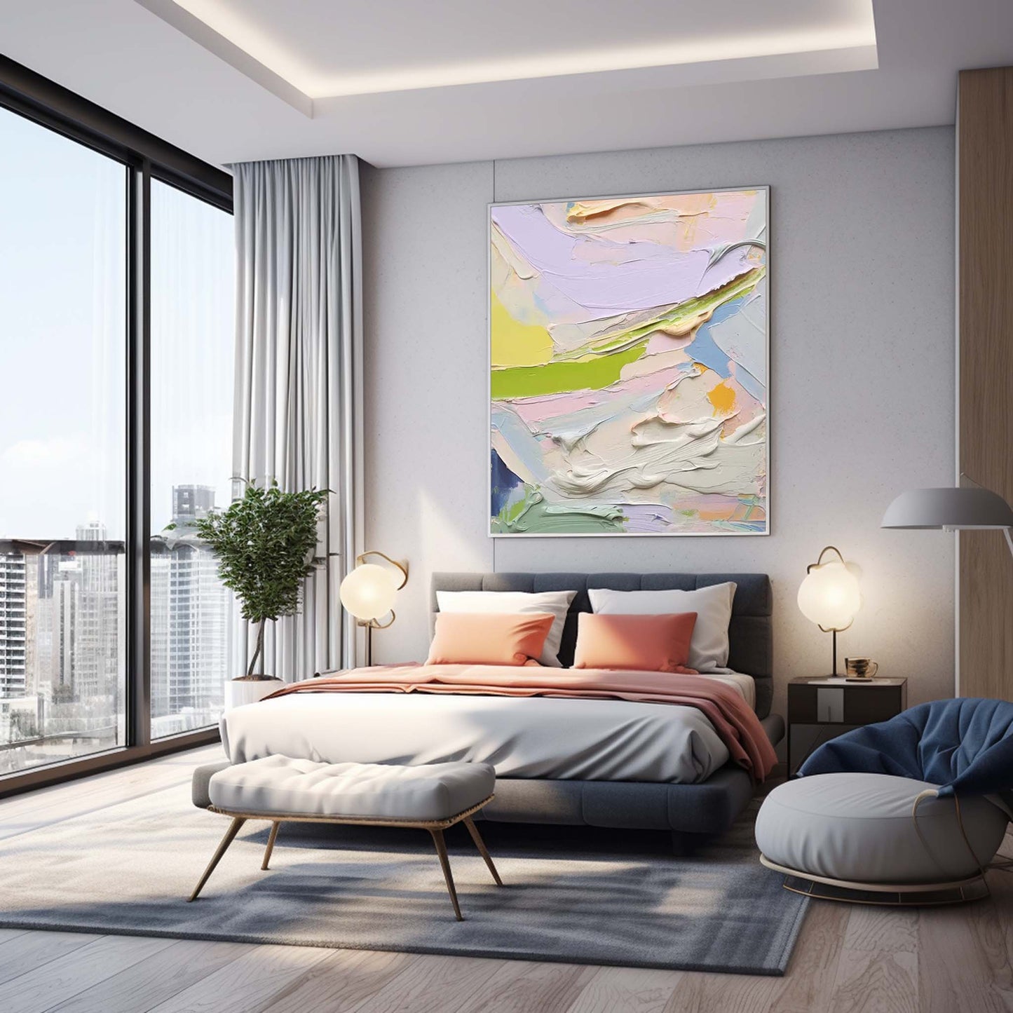 Spring Frosting - Pastel Lavender Abstract Art with Impasto Texture