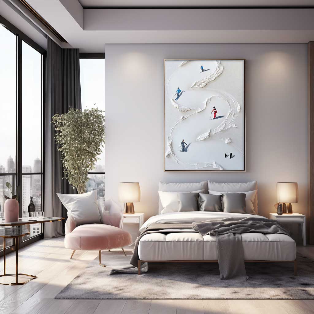 Downhill Fun - 3D Textured Ski Painting and Modern Ski Art