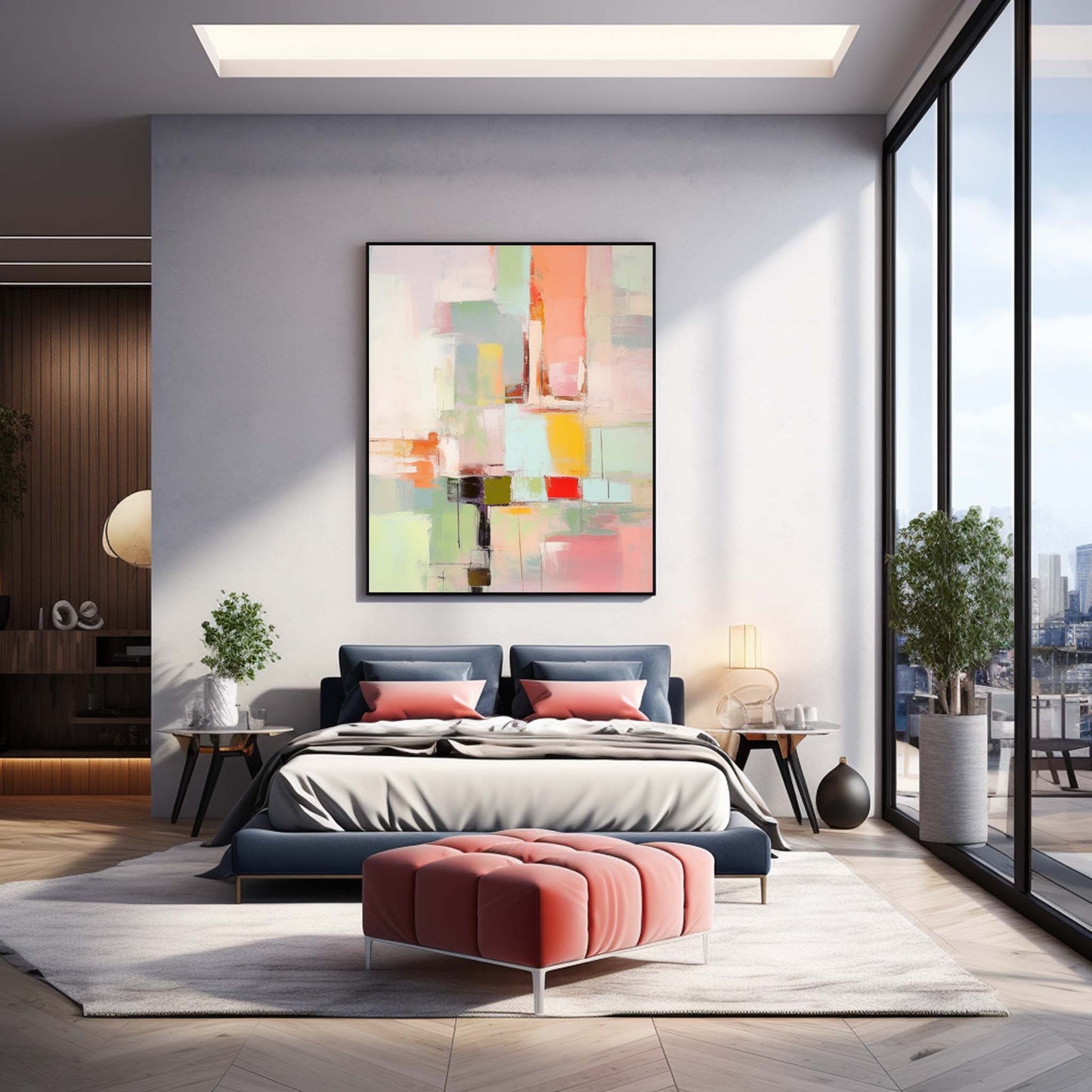 Ethereal City - Light Wall Art Pastel Abstract Canvas