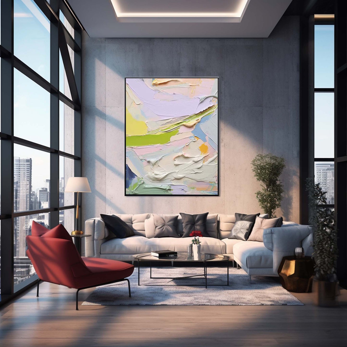 Spring Frosting - Pastel Lavender Abstract Art with Impasto Texture