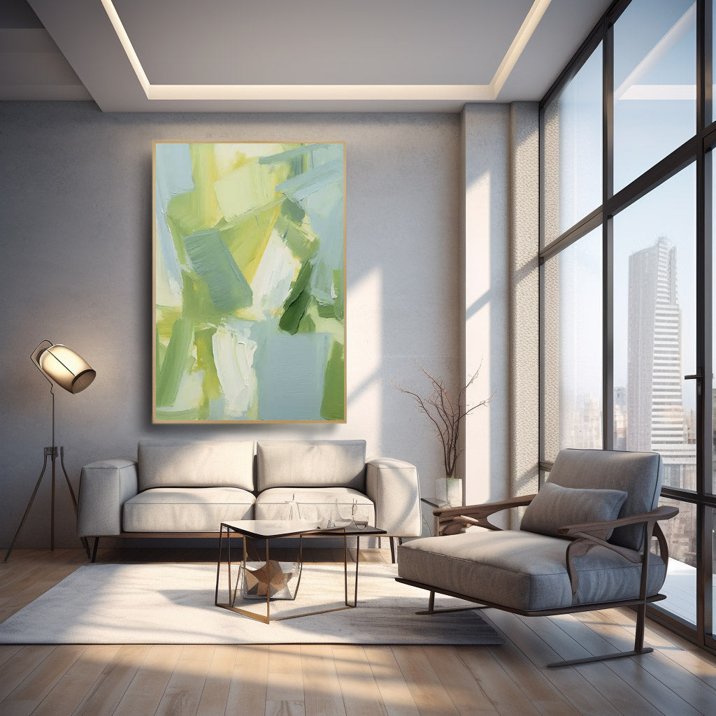 Spring Fields - Textured Green and Yellow Abstract Painting