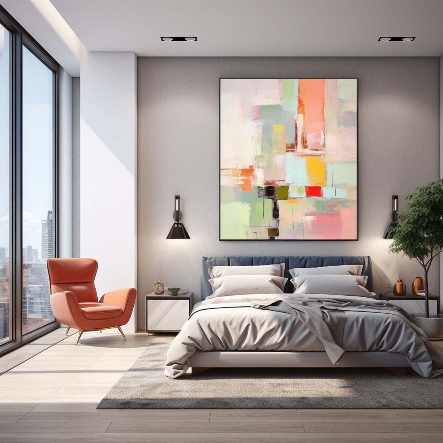 Ethereal City - Light Wall Art Pastel Abstract Canvas