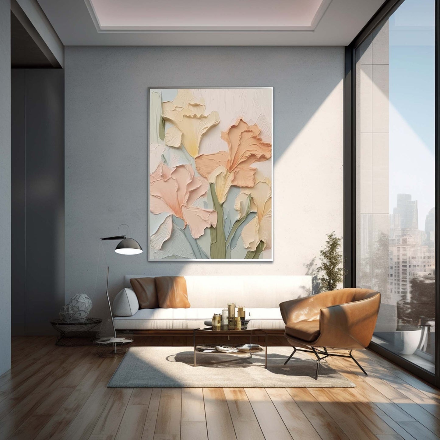 Pastel Blooms - Impasto Textured Floral Painting in Soft Hues