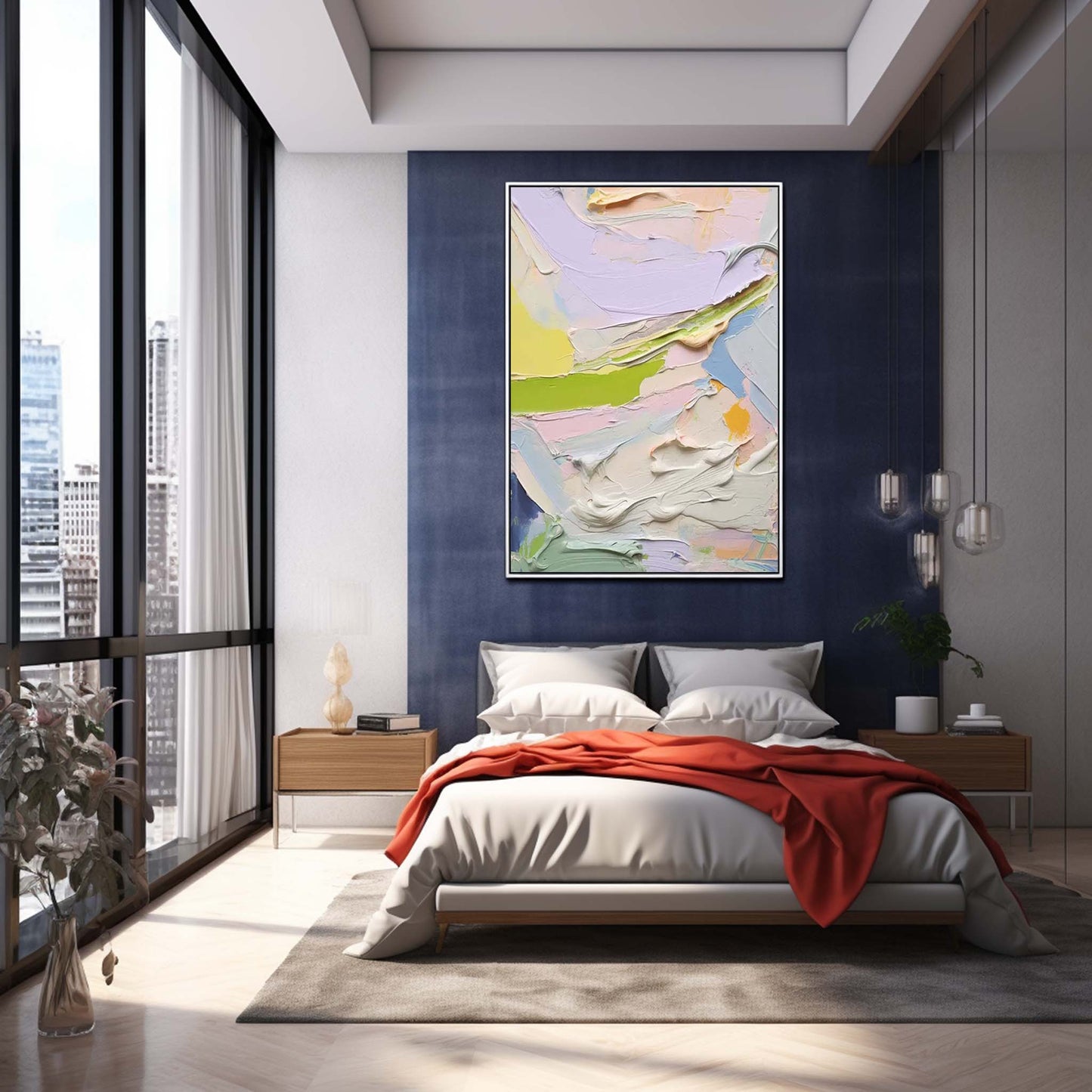 Spring Frosting - Pastel Lavender Abstract Art with Impasto Texture