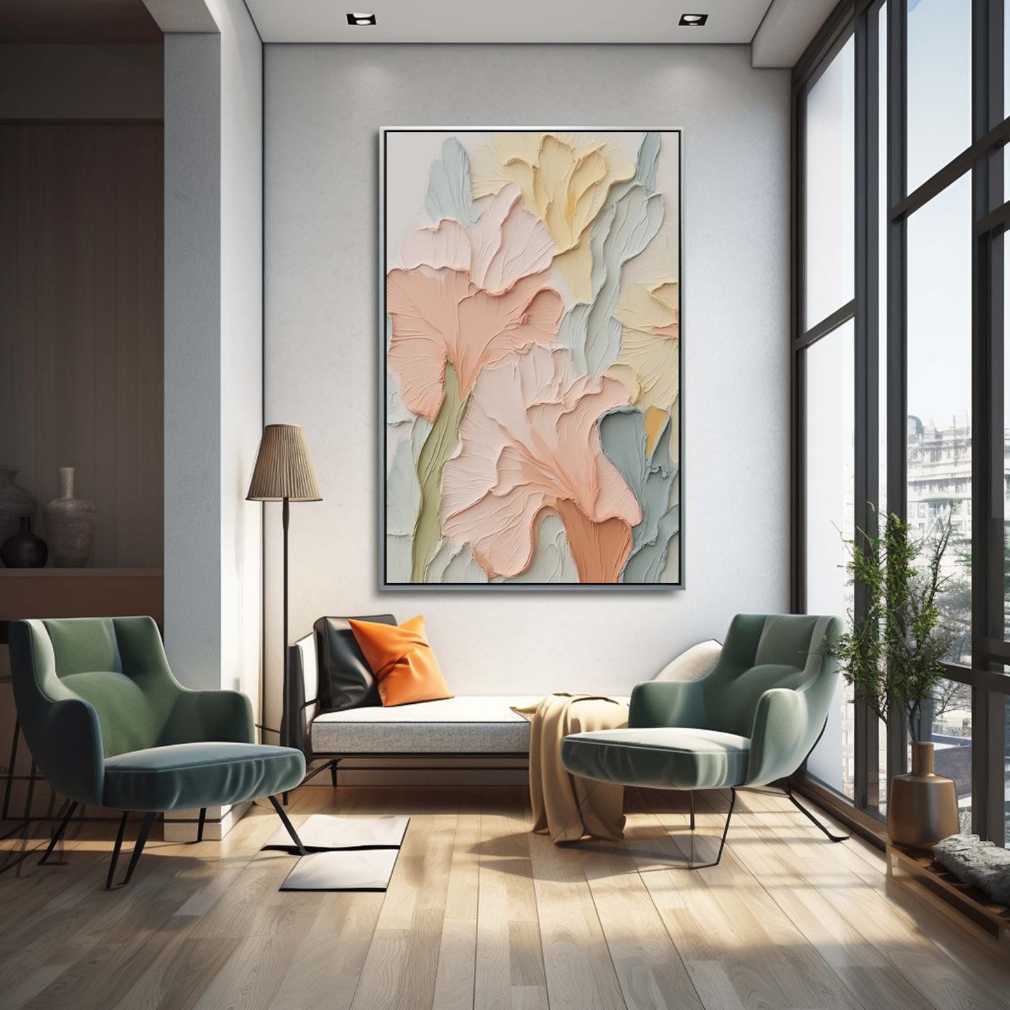 Pastel Garden - Textured Floral Plaster Wall Art in Soft Hues