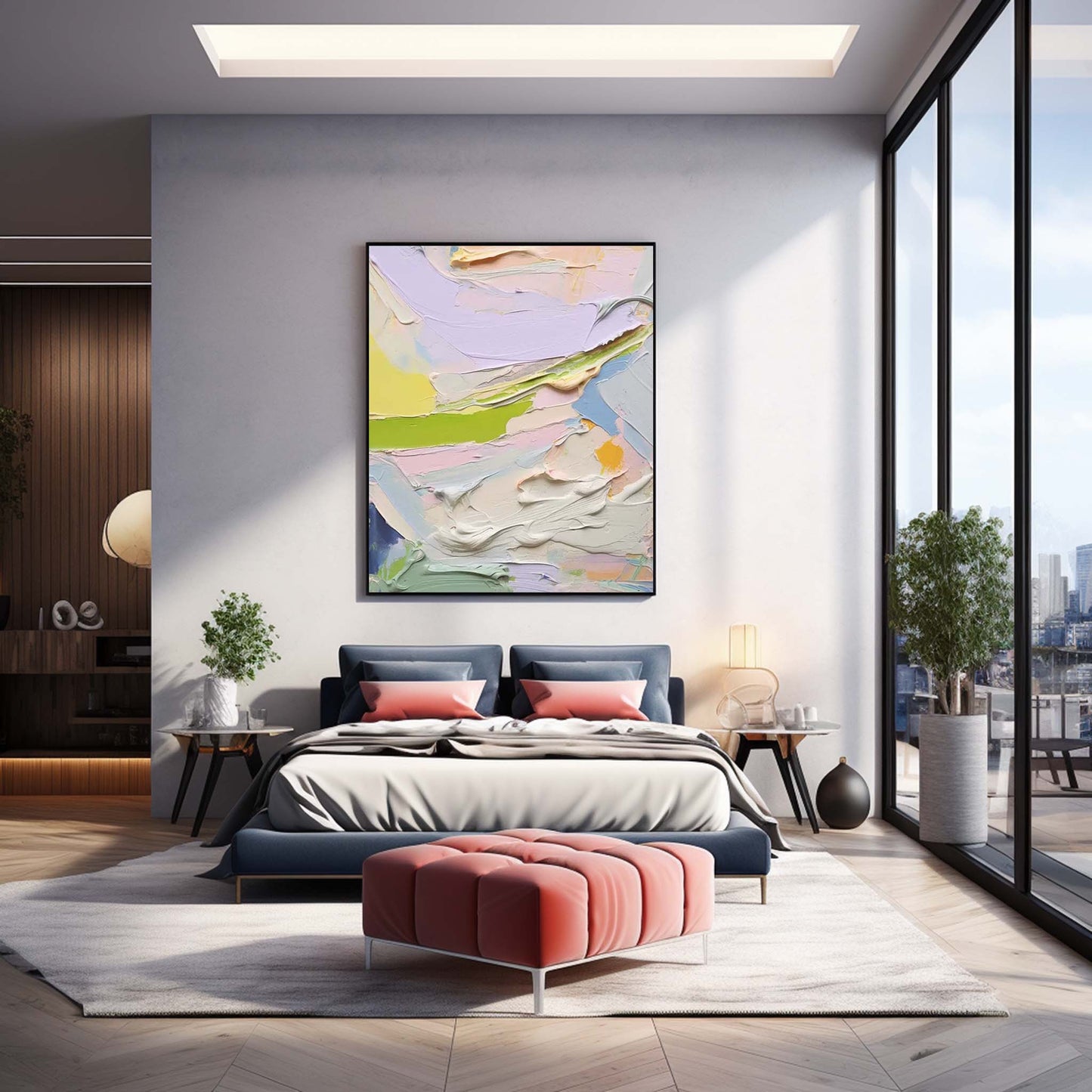 Spring Frosting - Pastel Lavender Abstract Art with Impasto Texture