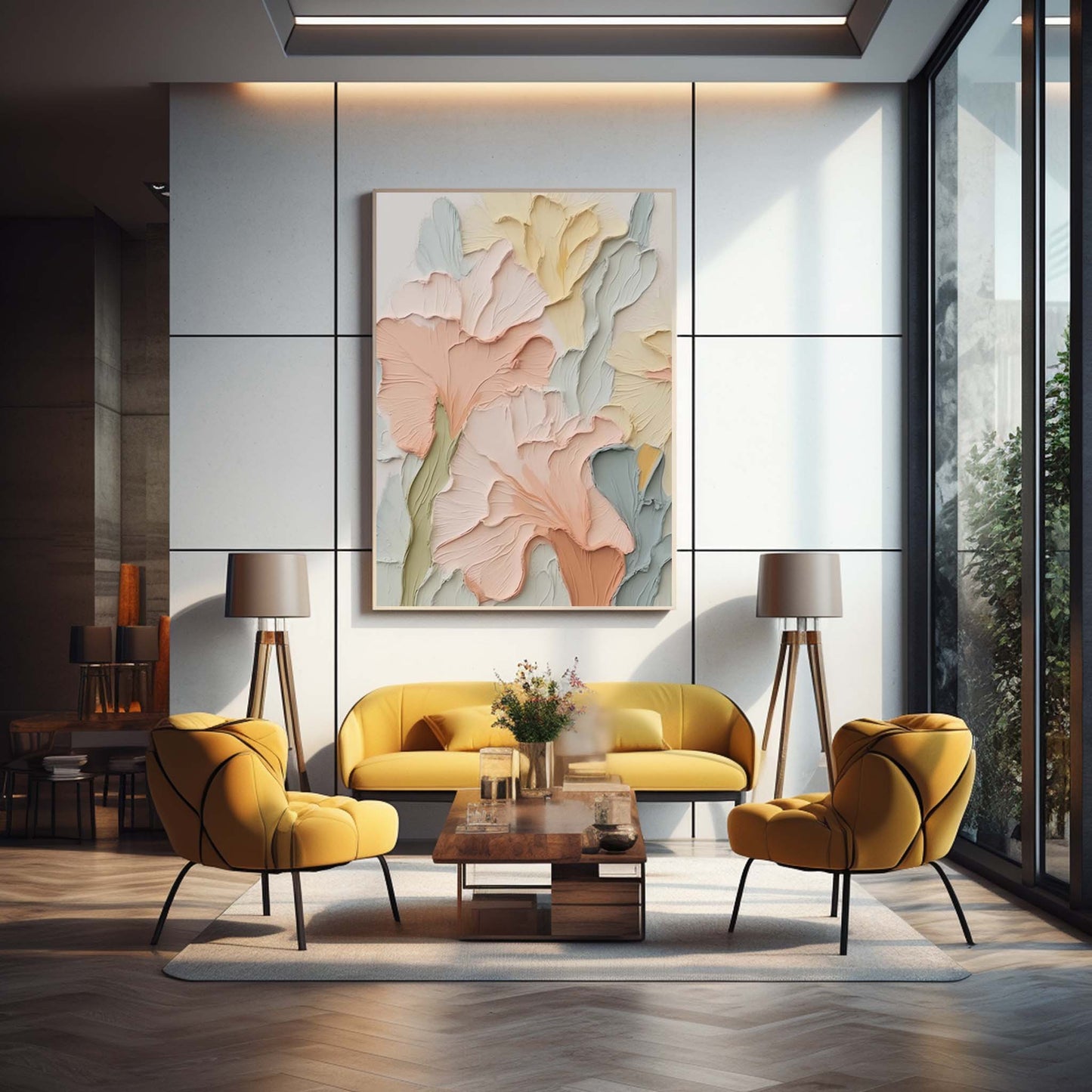 Pastel Garden - Textured Floral Plaster Wall Art in Soft Hues