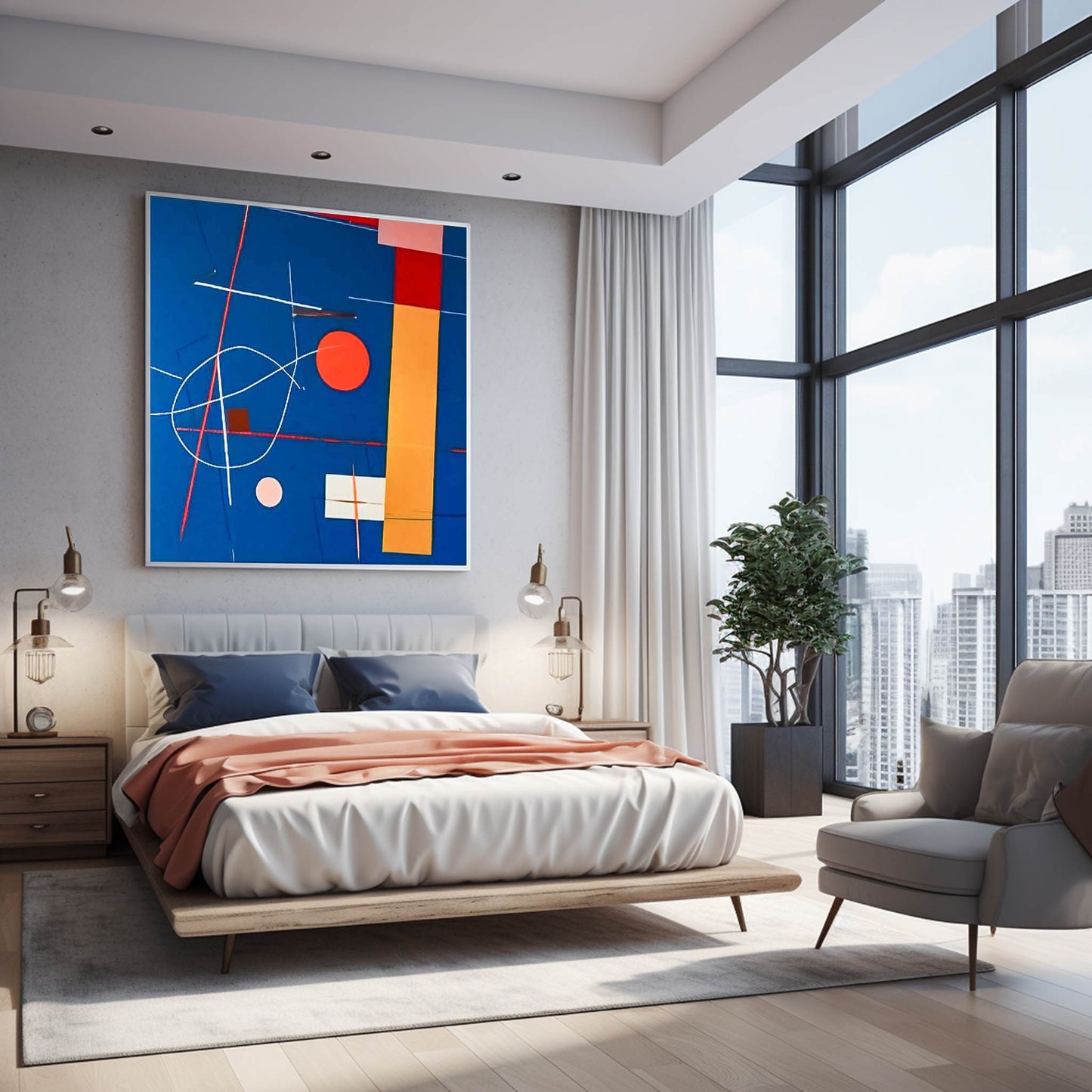 Cosmic Chart - Square Painting Abstract Geometric Canvas
