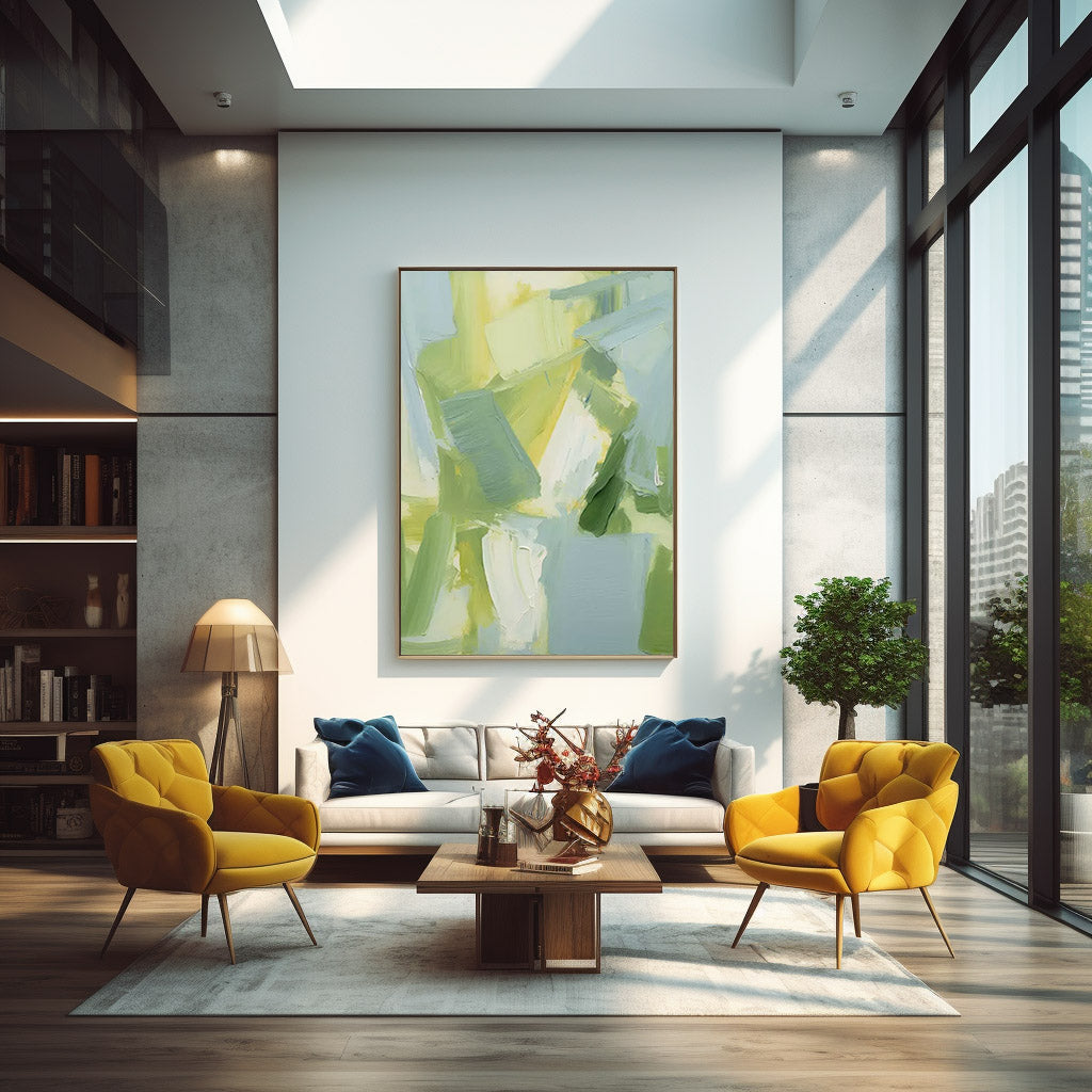 Spring Fields - Textured Green and Yellow Abstract Painting