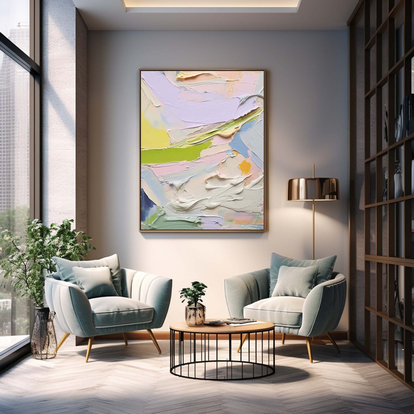 Spring Frosting - Pastel Lavender Abstract Art with Impasto Texture