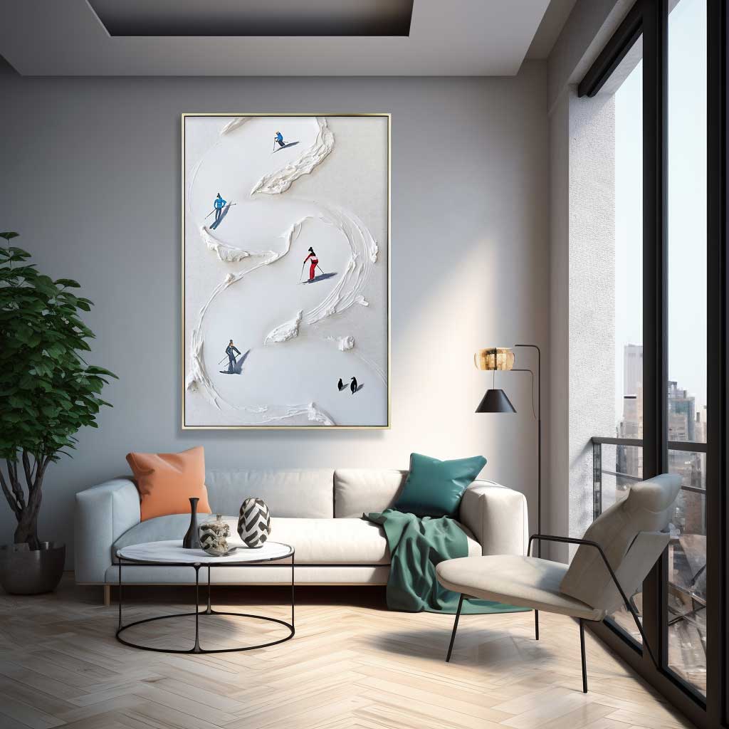 Downhill Fun - 3D Textured Ski Painting and Modern Ski Art