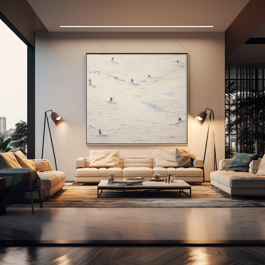 First Tracks - Panoramic Skiing Art and Textured Mountain Painting