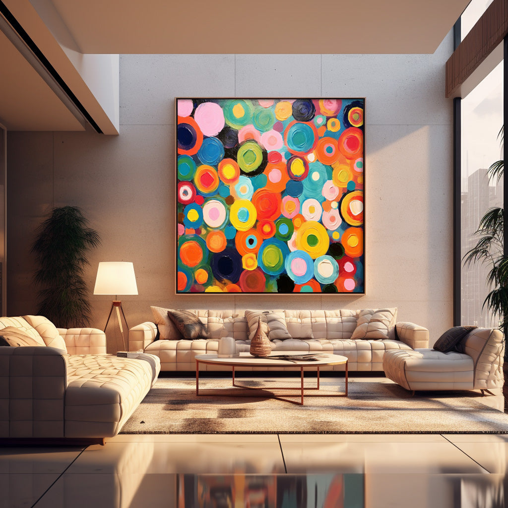 Joyful Circles - Vibrant and Funky Wall Art, Happy Abstract Painting